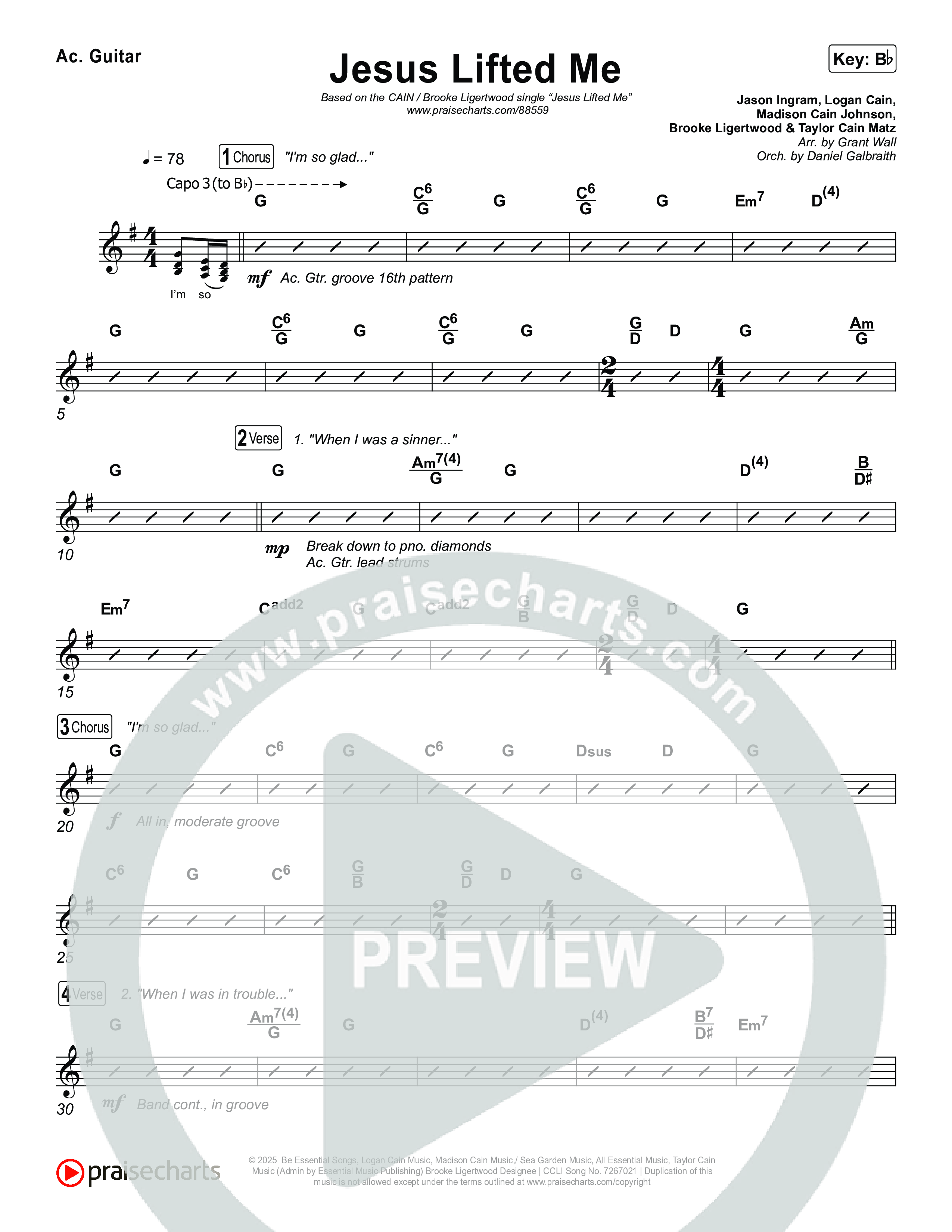 Jesus Lifted Me Rhythm Chart (CAIN / Brooke Ligertwood)