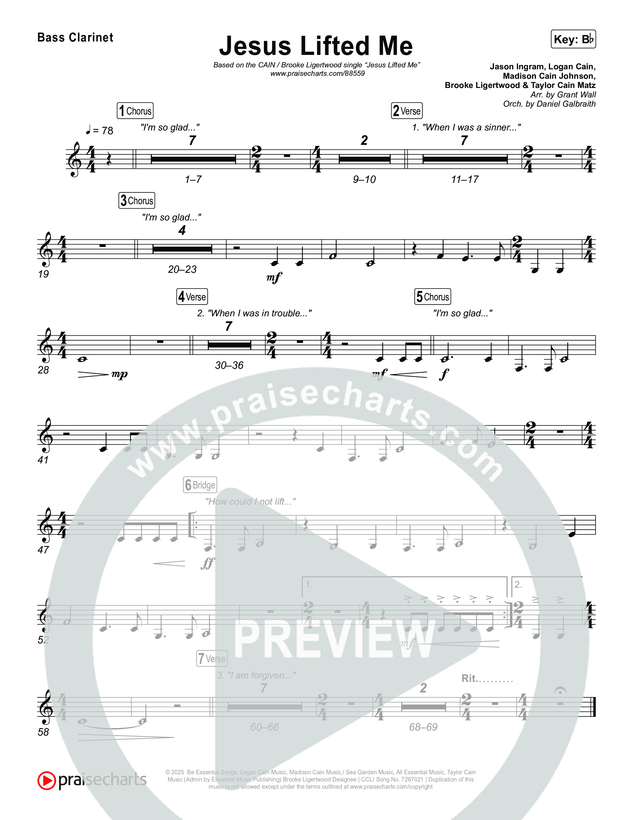 Jesus Lifted Me Clarinet 1,2 (CAIN / Brooke Ligertwood)