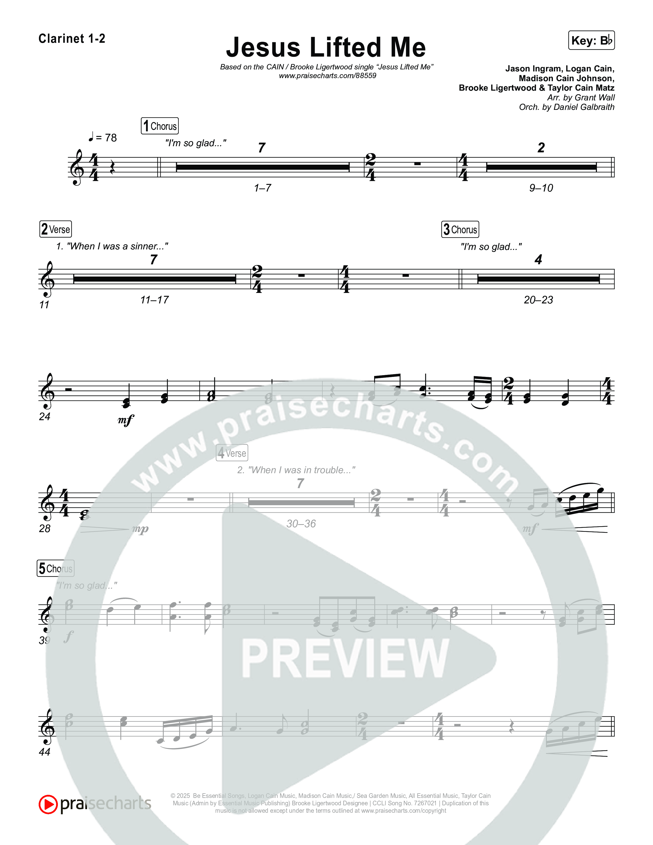 Jesus Lifted Me Clarinet 1,2 (CAIN / Brooke Ligertwood)
