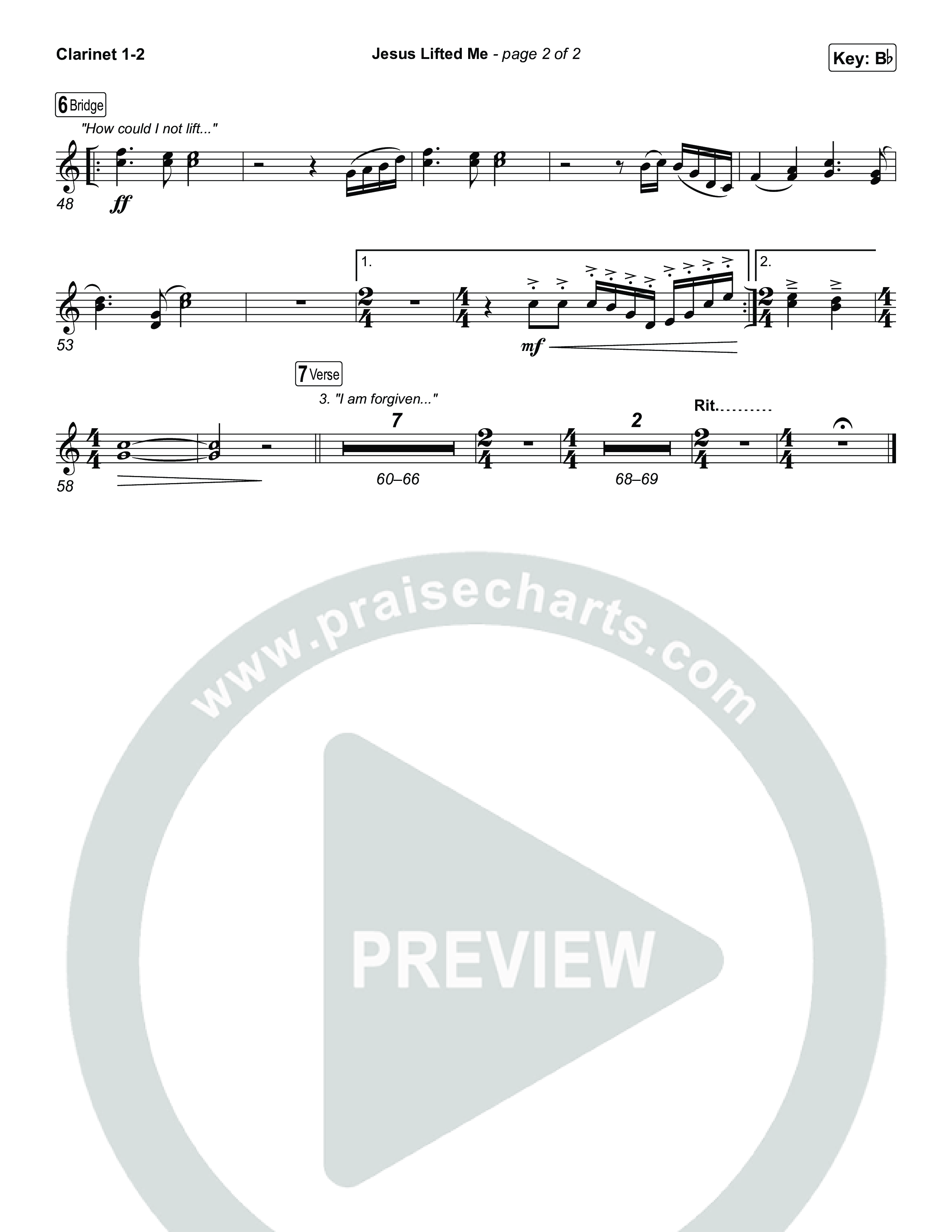 Jesus Lifted Me Clarinet 1,2 (CAIN / Brooke Ligertwood)