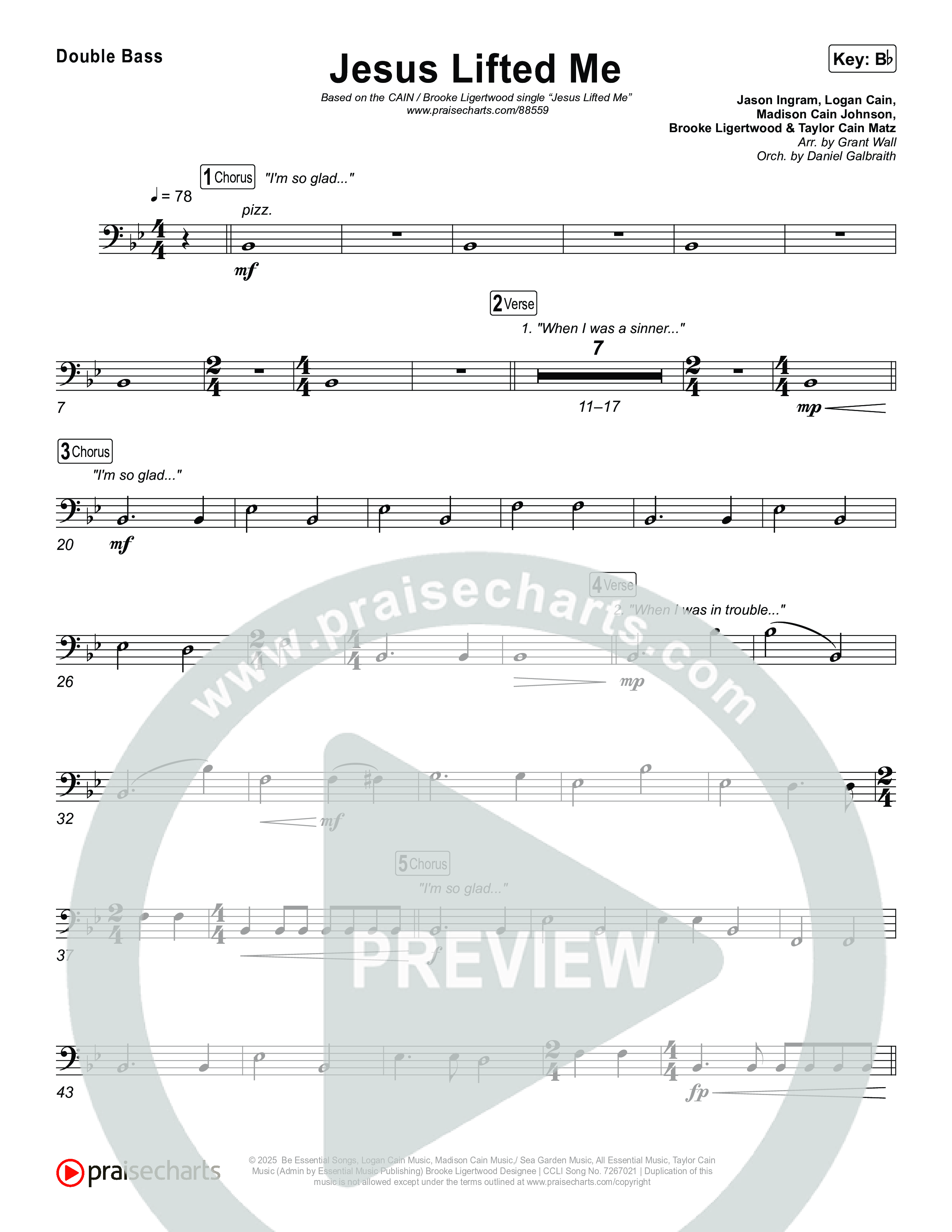 Jesus Lifted Me String Bass (CAIN / Brooke Ligertwood)