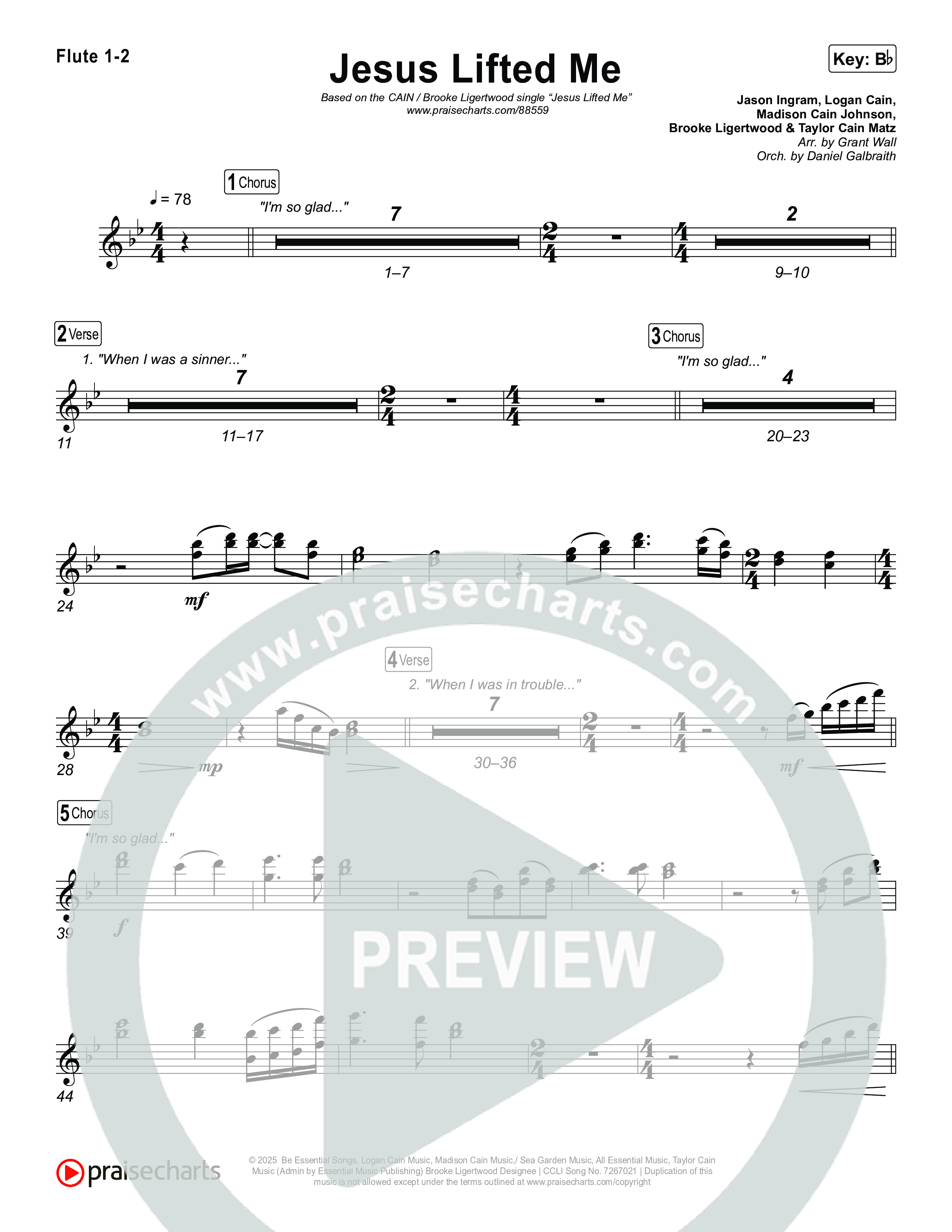 Jesus Lifted Me Flute 1,2 (CAIN / Brooke Ligertwood)