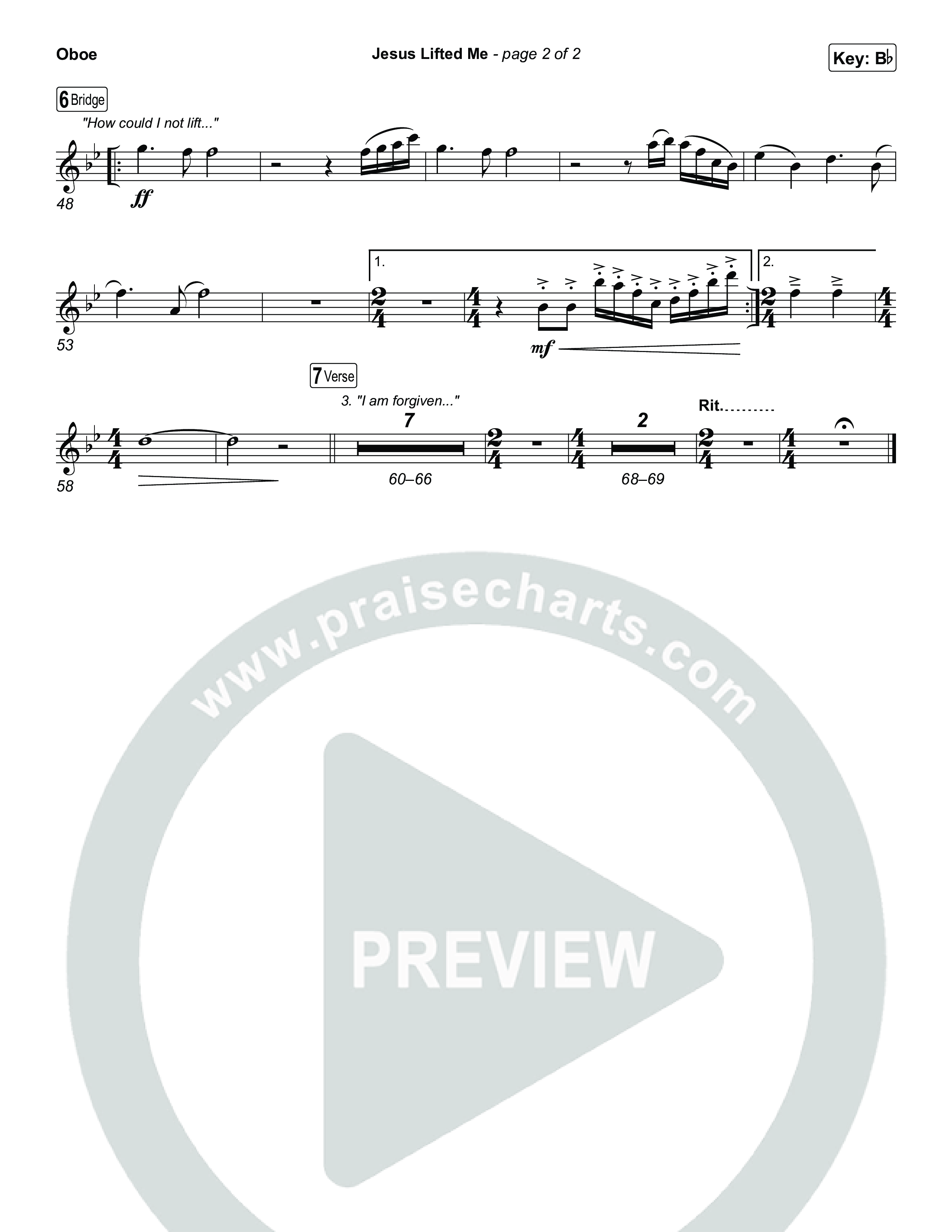 Jesus Lifted Me Oboe (CAIN / Brooke Ligertwood)