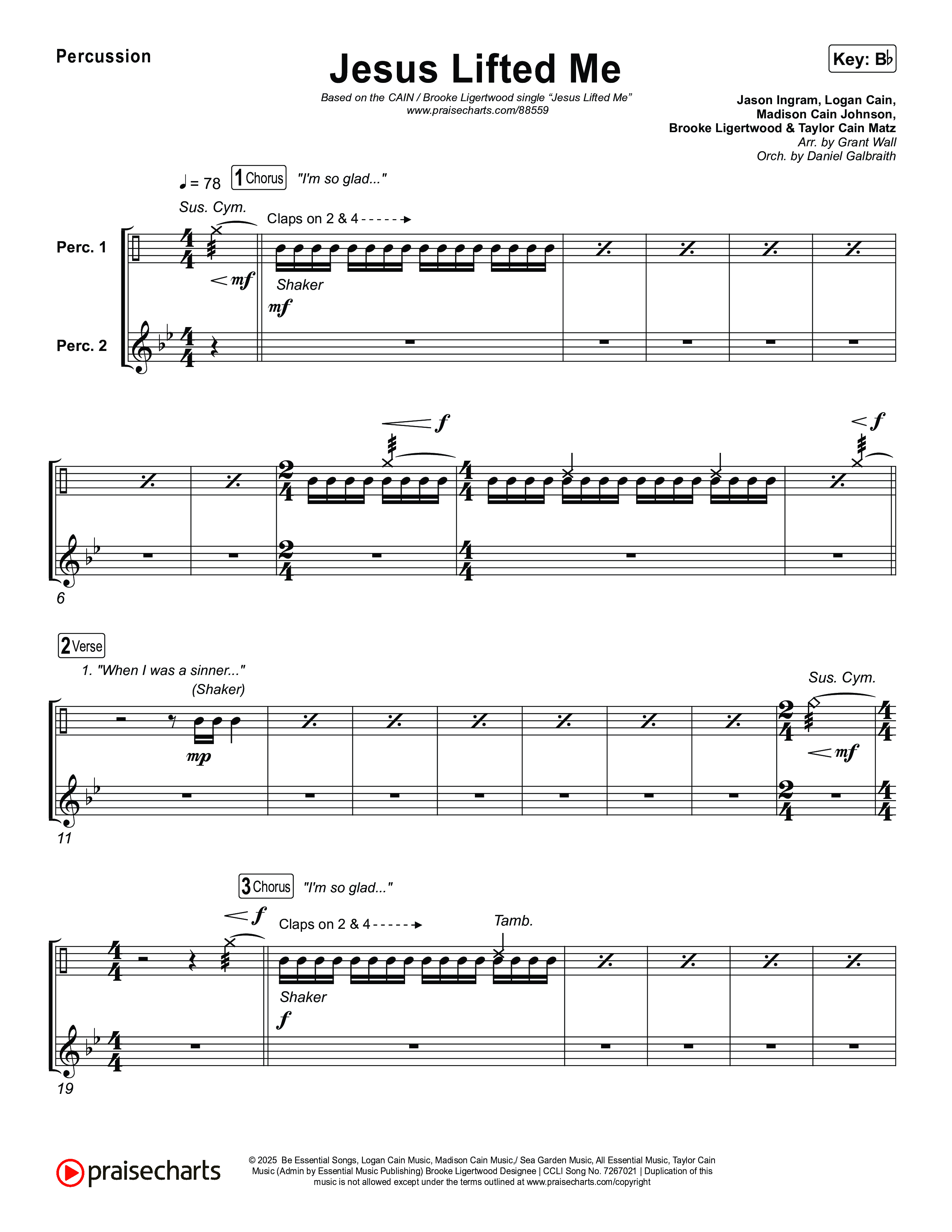 Jesus Lifted Me Percussion (CAIN / Brooke Ligertwood)