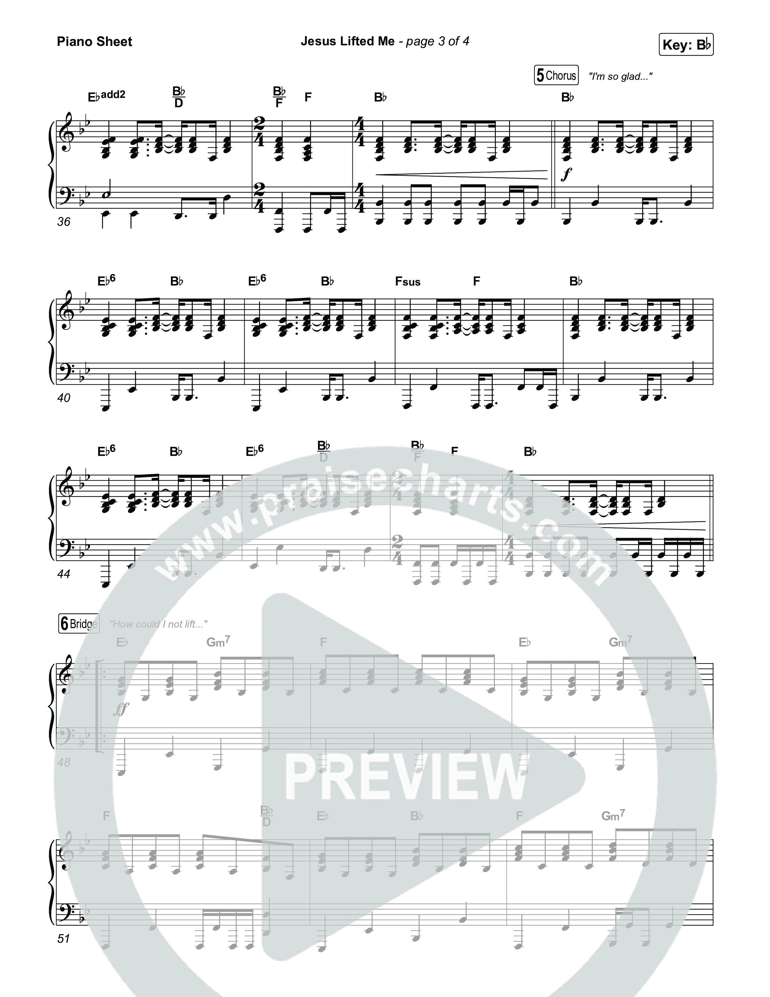 Jesus Lifted Me Piano Sheet (CAIN / Brooke Ligertwood)