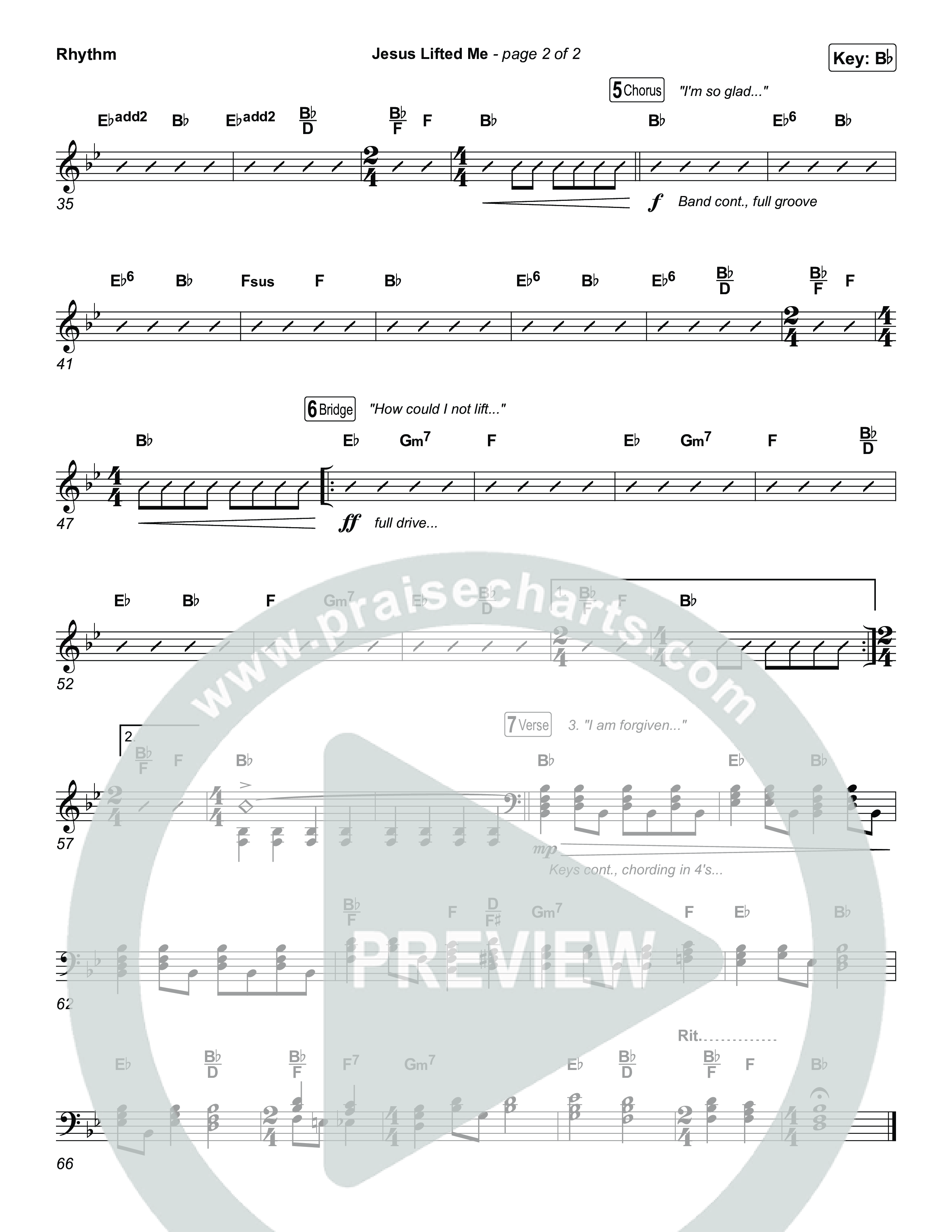 Jesus Lifted Me Rhythm Chart (CAIN / Brooke Ligertwood)