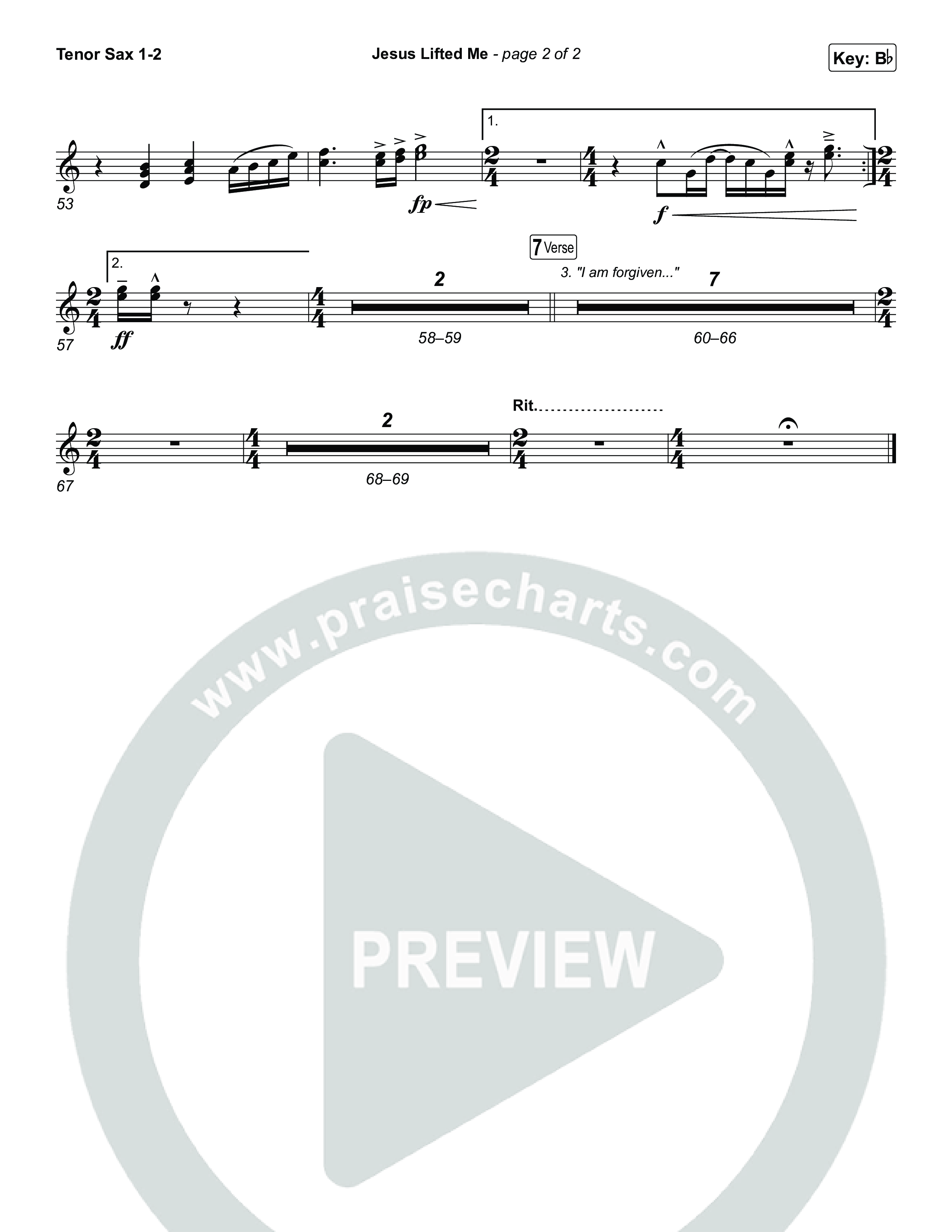 Jesus Lifted Me Tenor Sax 1,2 (CAIN / Brooke Ligertwood)