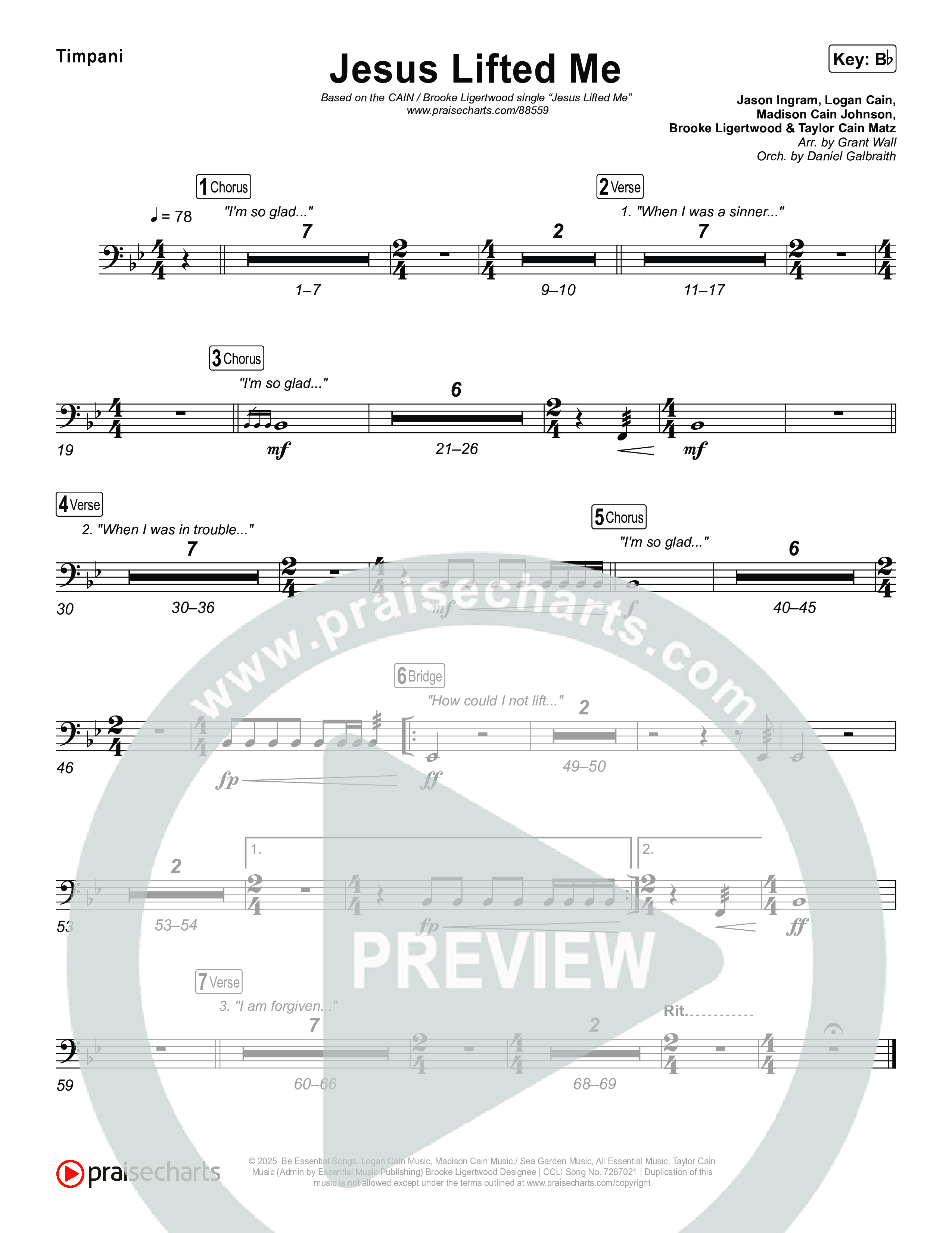 Jesus Lifted Me Timpani (CAIN / Brooke Ligertwood)