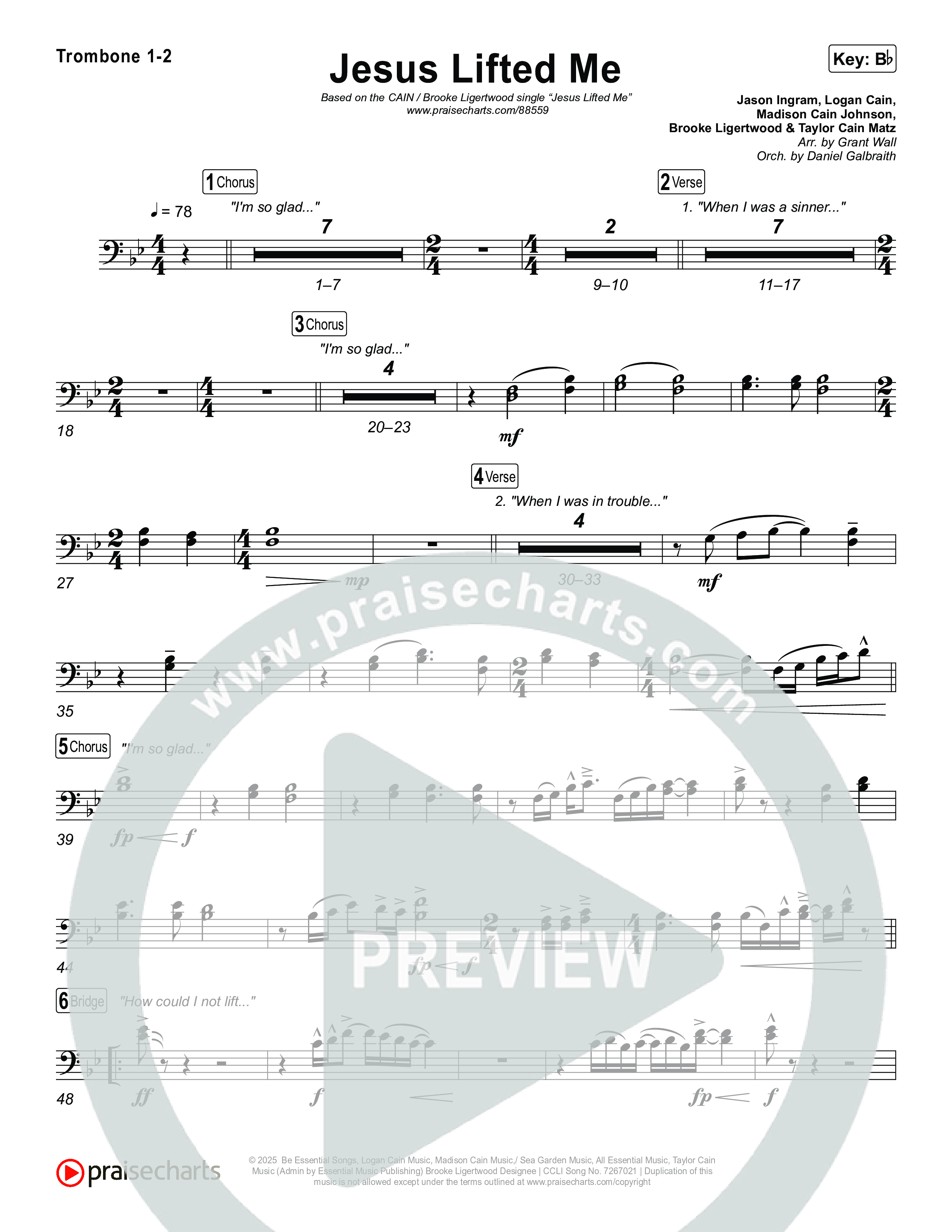 Jesus Lifted Me Trombone 1,2 (CAIN / Brooke Ligertwood)