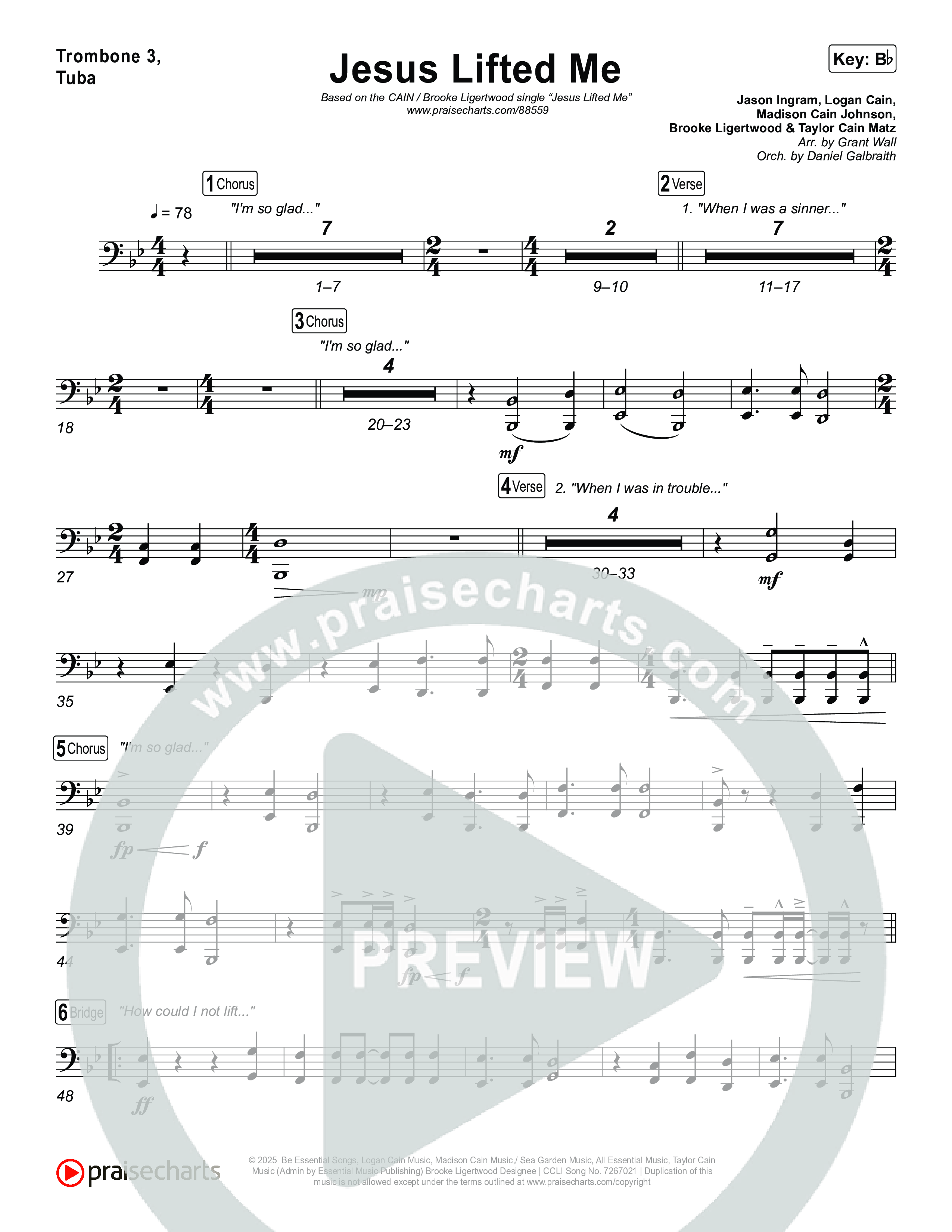 Jesus Lifted Me Trombone 1,2 (CAIN / Brooke Ligertwood)