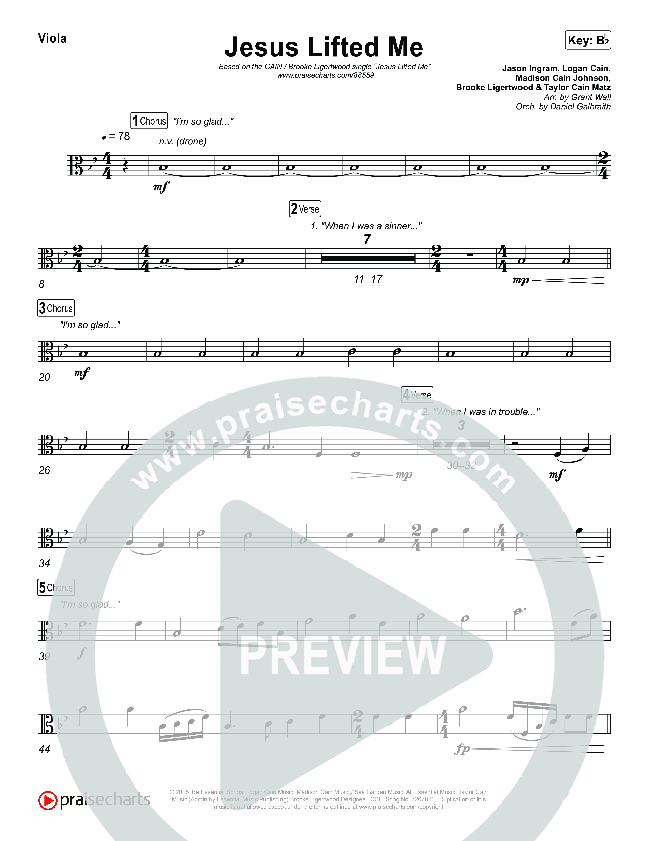 Jesus Lifted Me Viola (CAIN / Brooke Ligertwood)