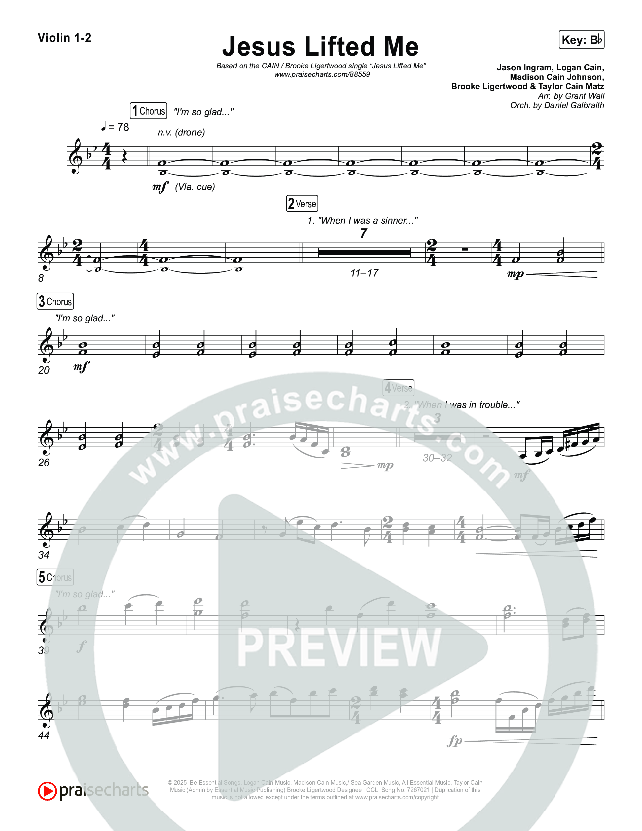 Jesus Lifted Me Violin 1,2 (CAIN / Brooke Ligertwood)