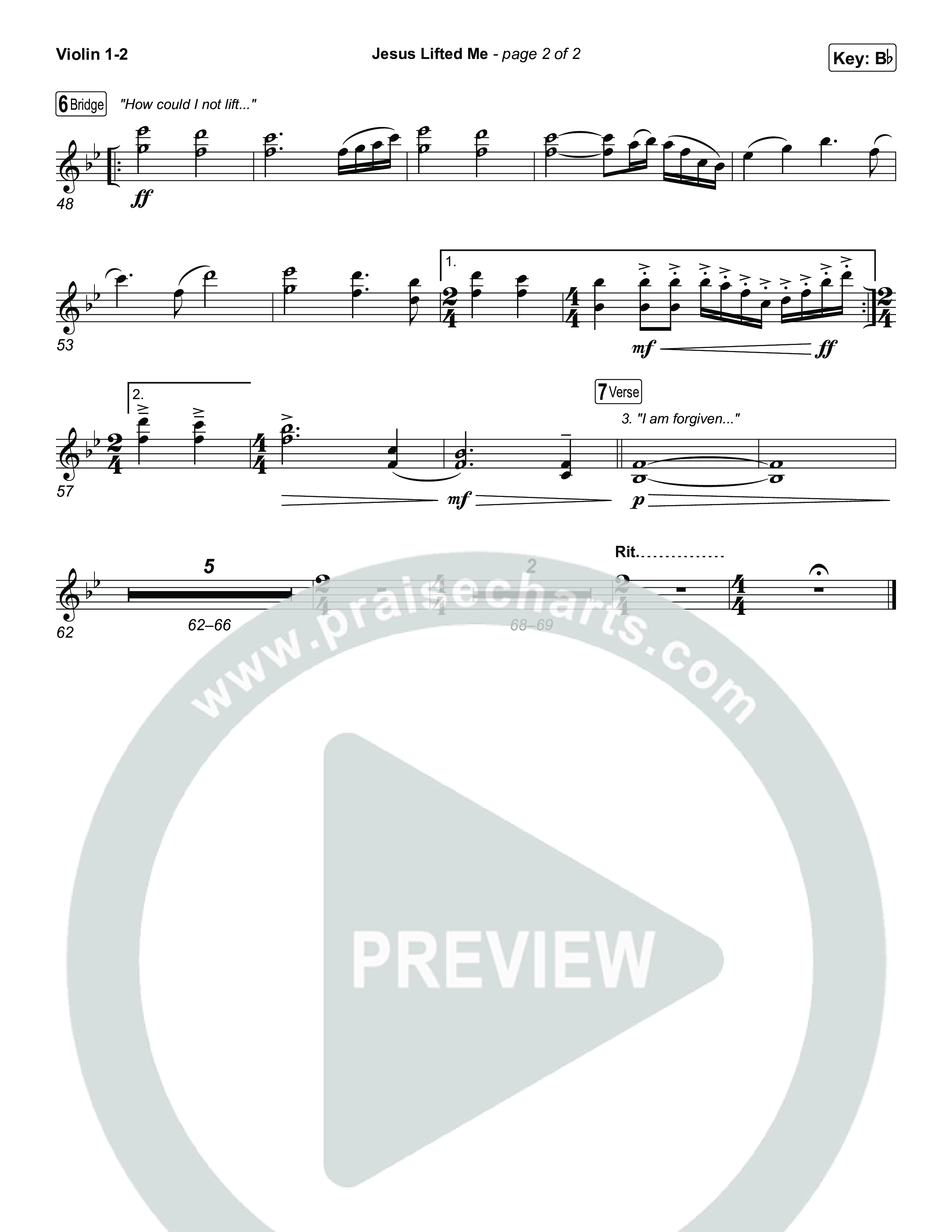 Jesus Lifted Me Violin 1,2 (CAIN / Brooke Ligertwood)