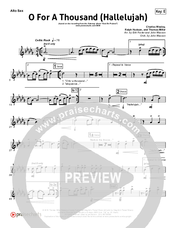 O For A Thousand Alto Sax (Gateway Worship)