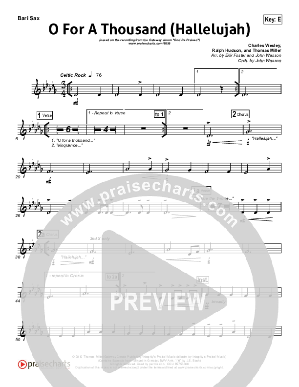 O For A Thousand Bari Sax (Gateway Worship)