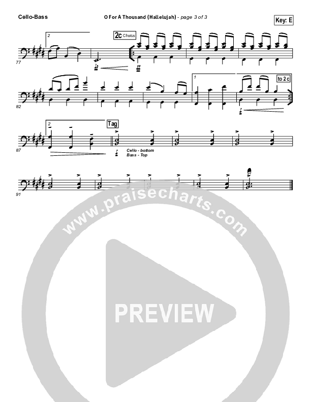 O For A Thousand Cello/Bass (Gateway Worship)