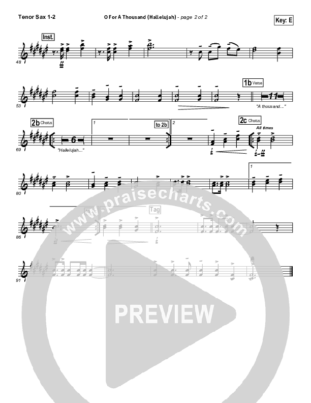 O For A Thousand Tenor Sax 1/2 (Gateway Worship)