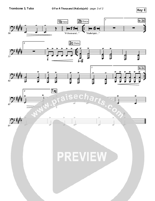 O For A Thousand Trombone 3/Tuba (Gateway Worship)