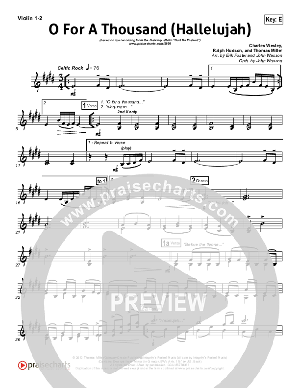 O For A Thousand Violin 1/2 (Gateway Worship)