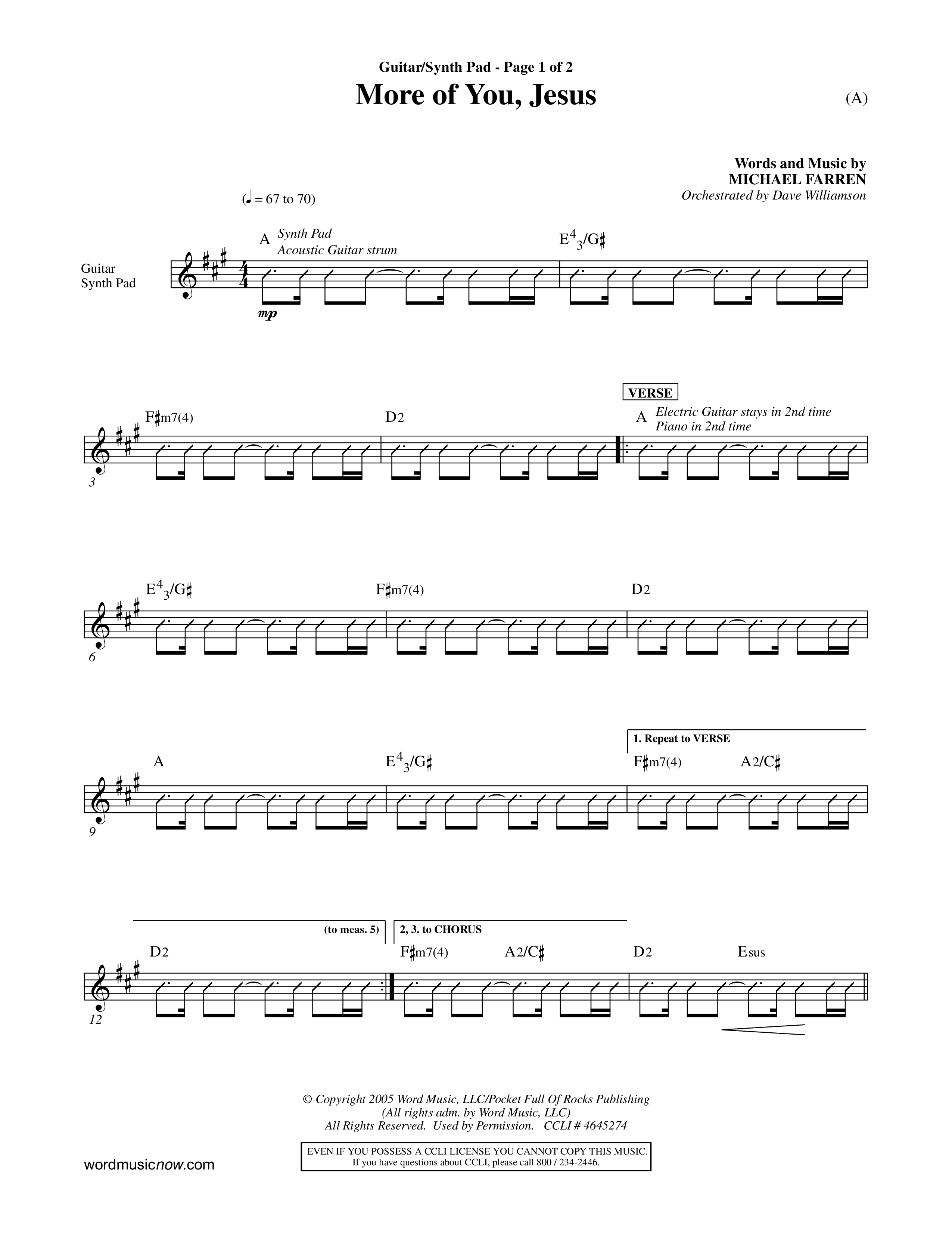 More Of You Jesus (Choral Anthem SATB) Acoustic Guitar (Word Music Choral / Orch. Dave Williamson)
