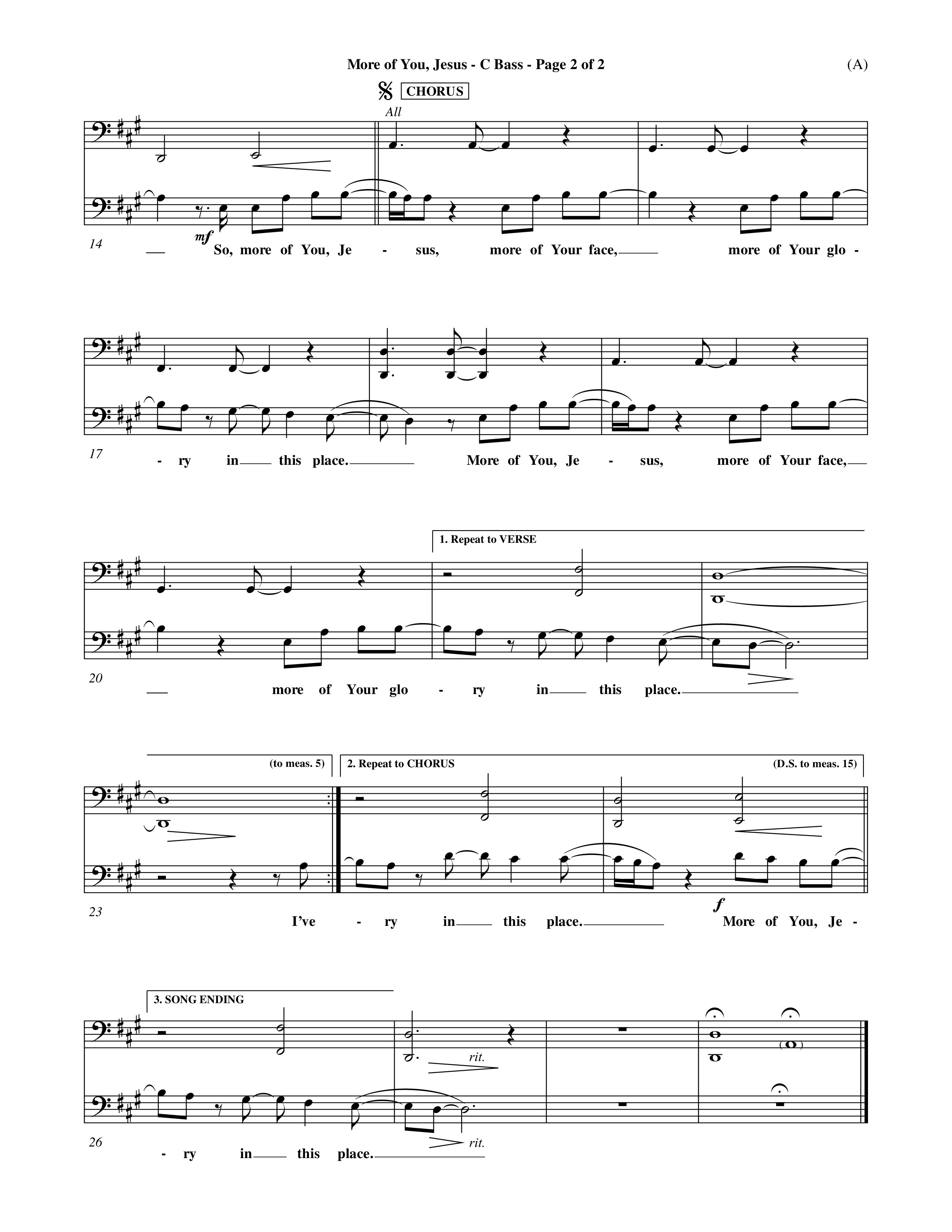 More Of You Jesus (Choral Anthem SATB) Contrabass (Word Music Choral / Orch. Dave Williamson)