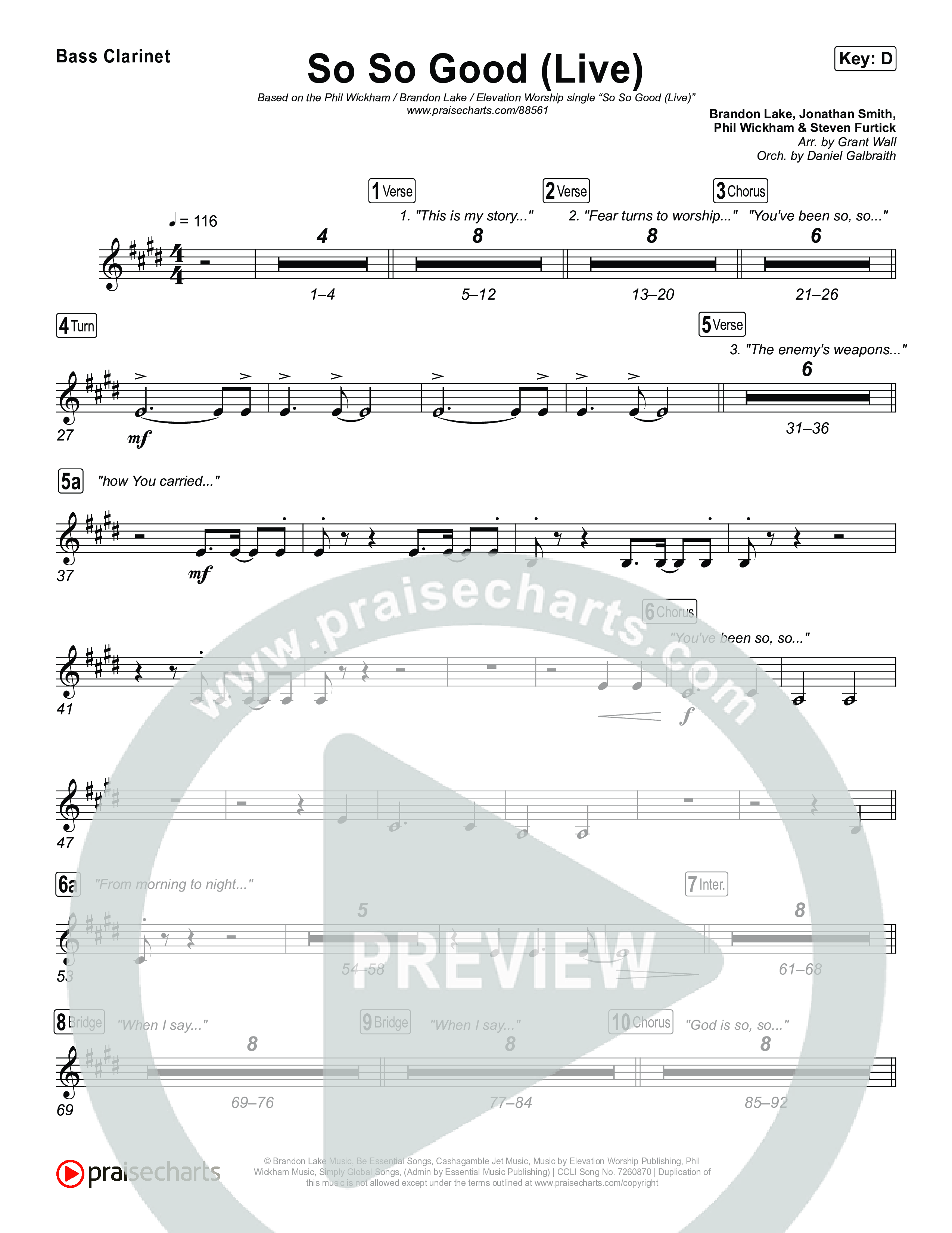 So So Good (Live) Clarinet 1,2 (Phil Wickham / Brandon Lake / Elevation Worship)