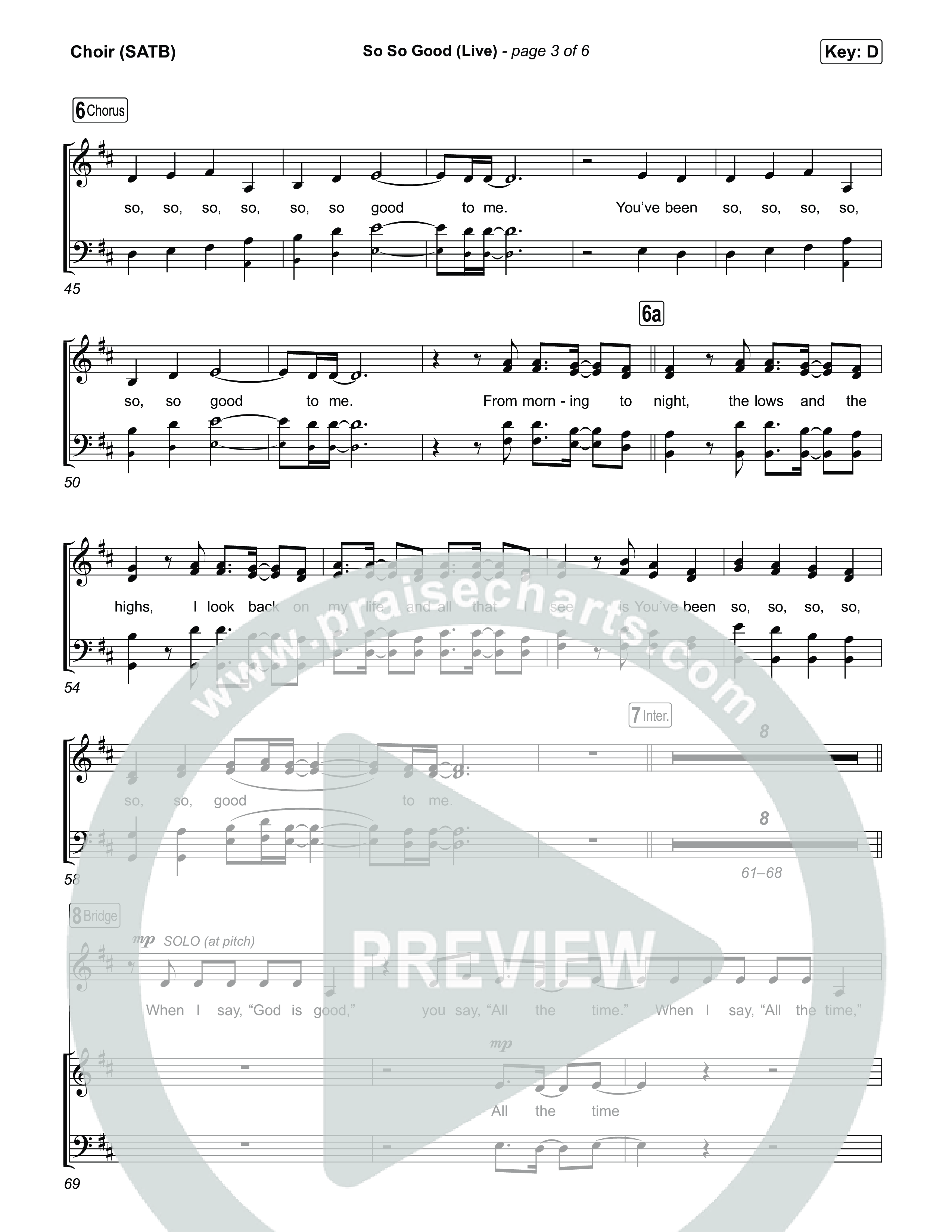 So So Good (Live) Choir Sheet (SATB) (Phil Wickham / Brandon Lake / Elevation Worship)