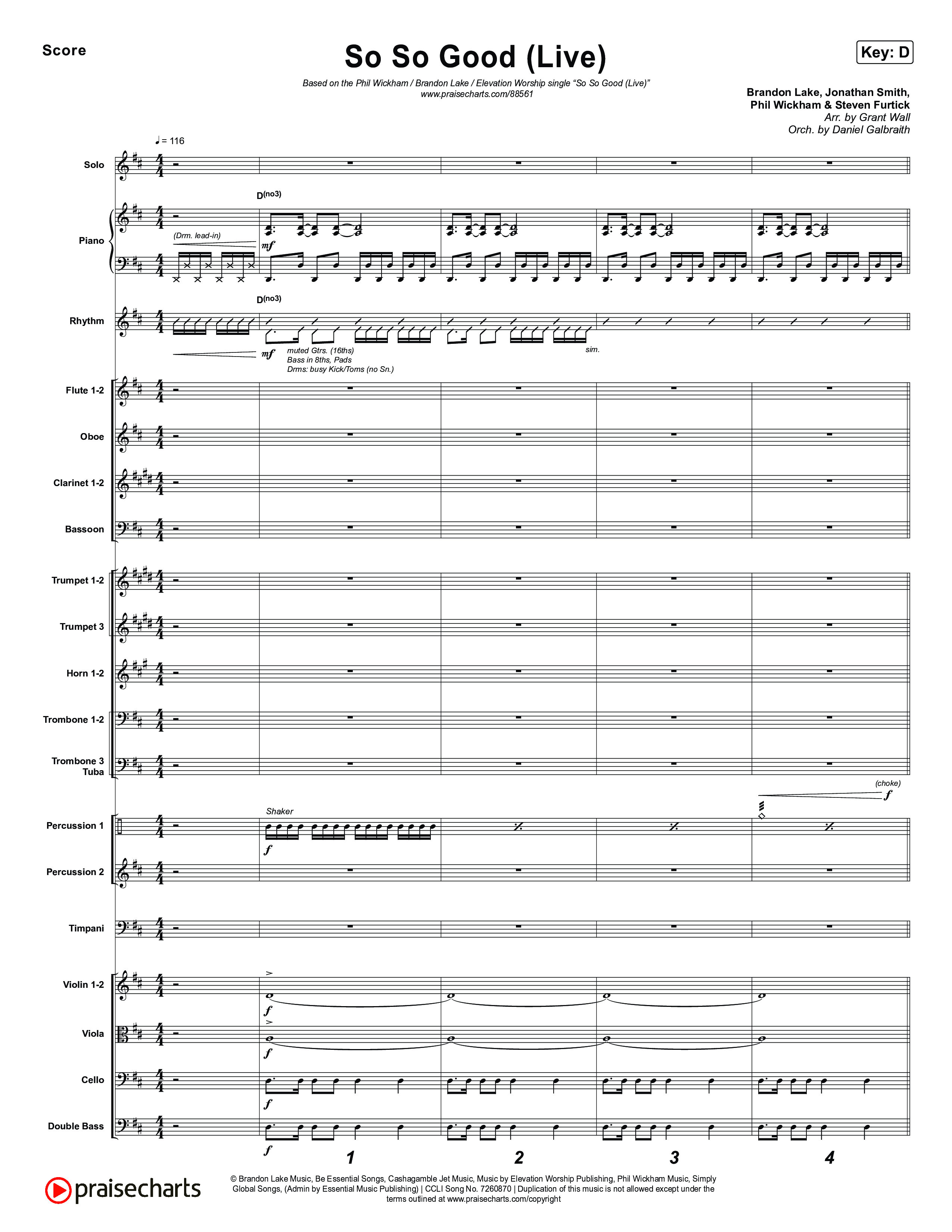 So So Good (Live) Orchestration (Phil Wickham / Brandon Lake / Elevation Worship)