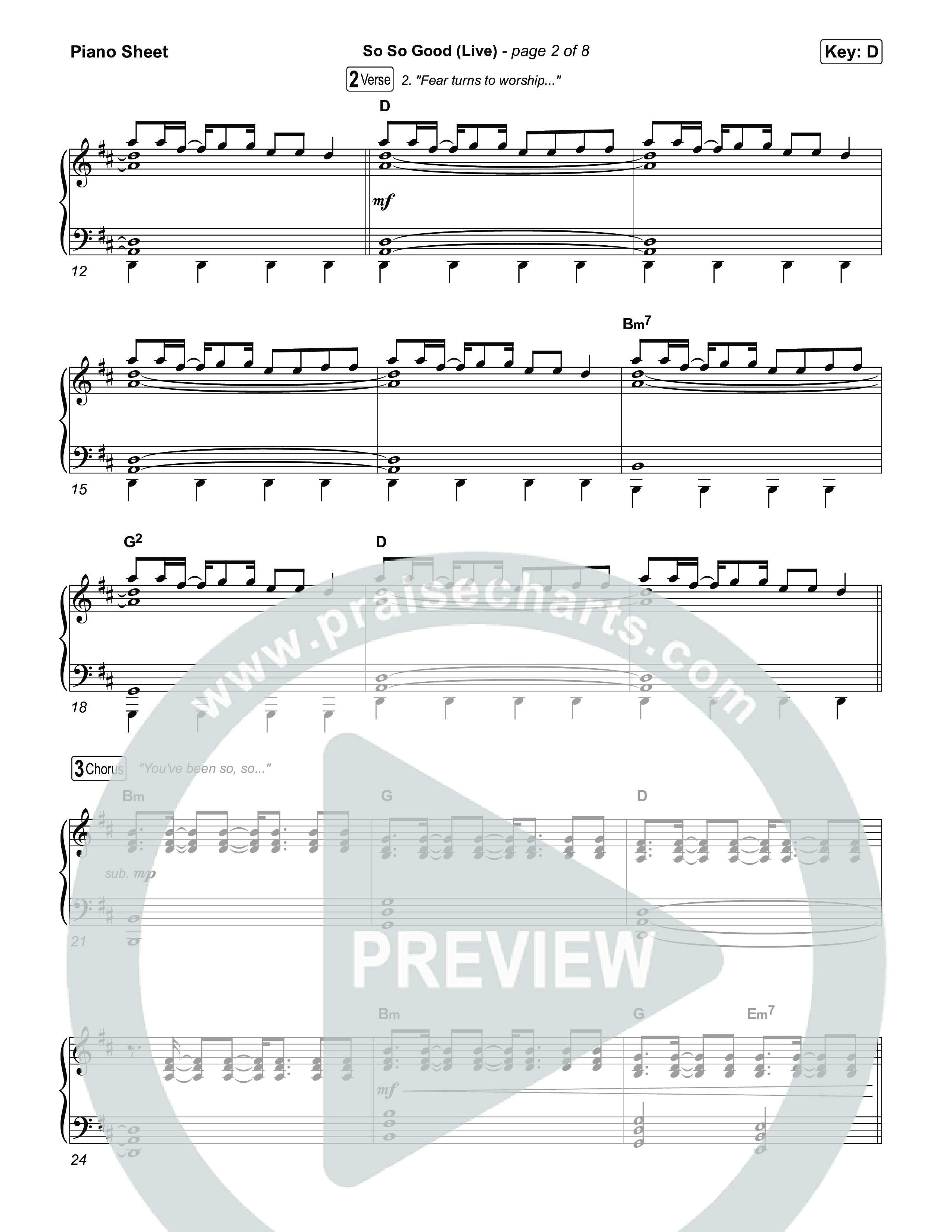 So So Good (Live) Piano Sheet (Phil Wickham / Brandon Lake / Elevation Worship)