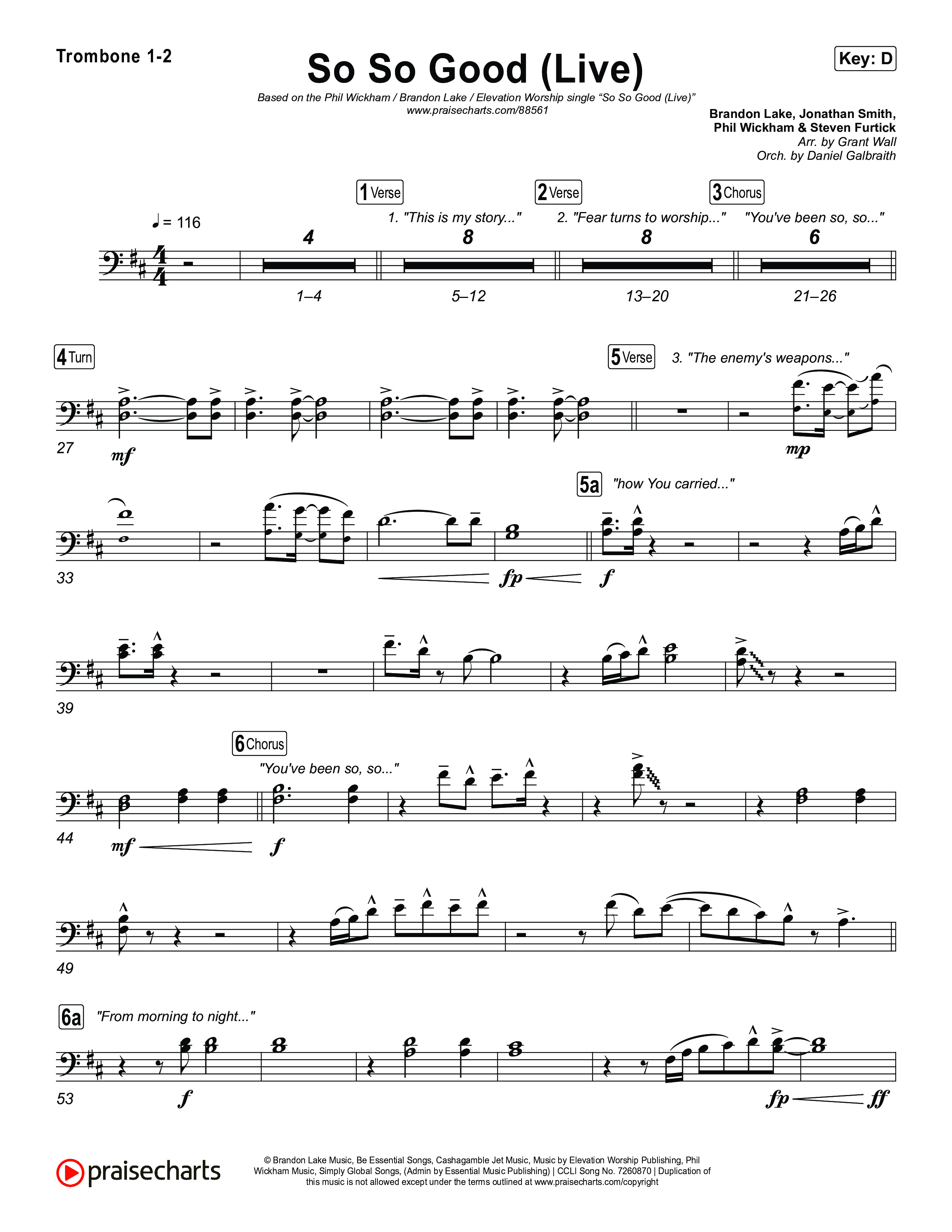 So So Good (Live) Trombone 1/2 (Phil Wickham / Brandon Lake / Elevation Worship)