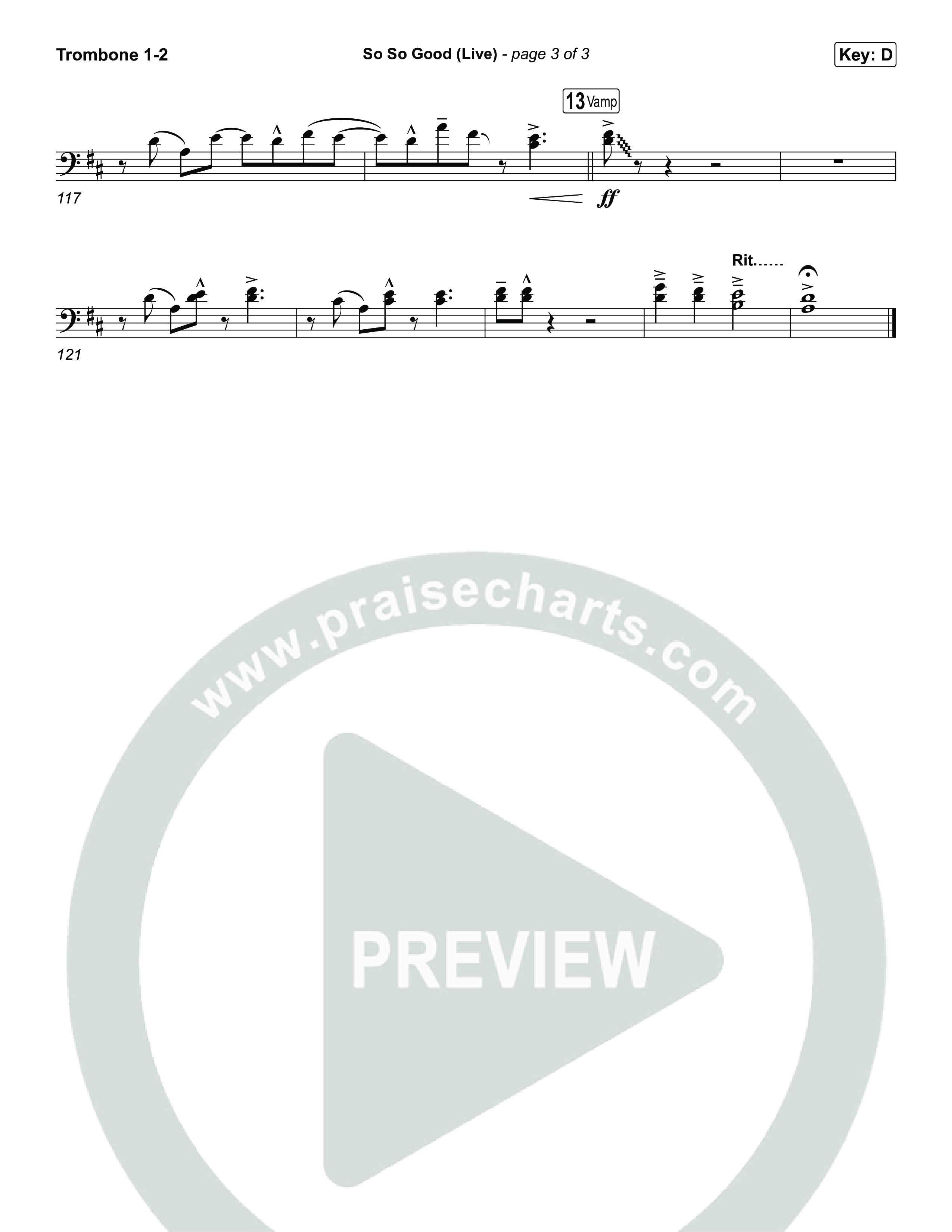 So So Good (Live) Trombone 1/2 (Phil Wickham / Brandon Lake / Elevation Worship)