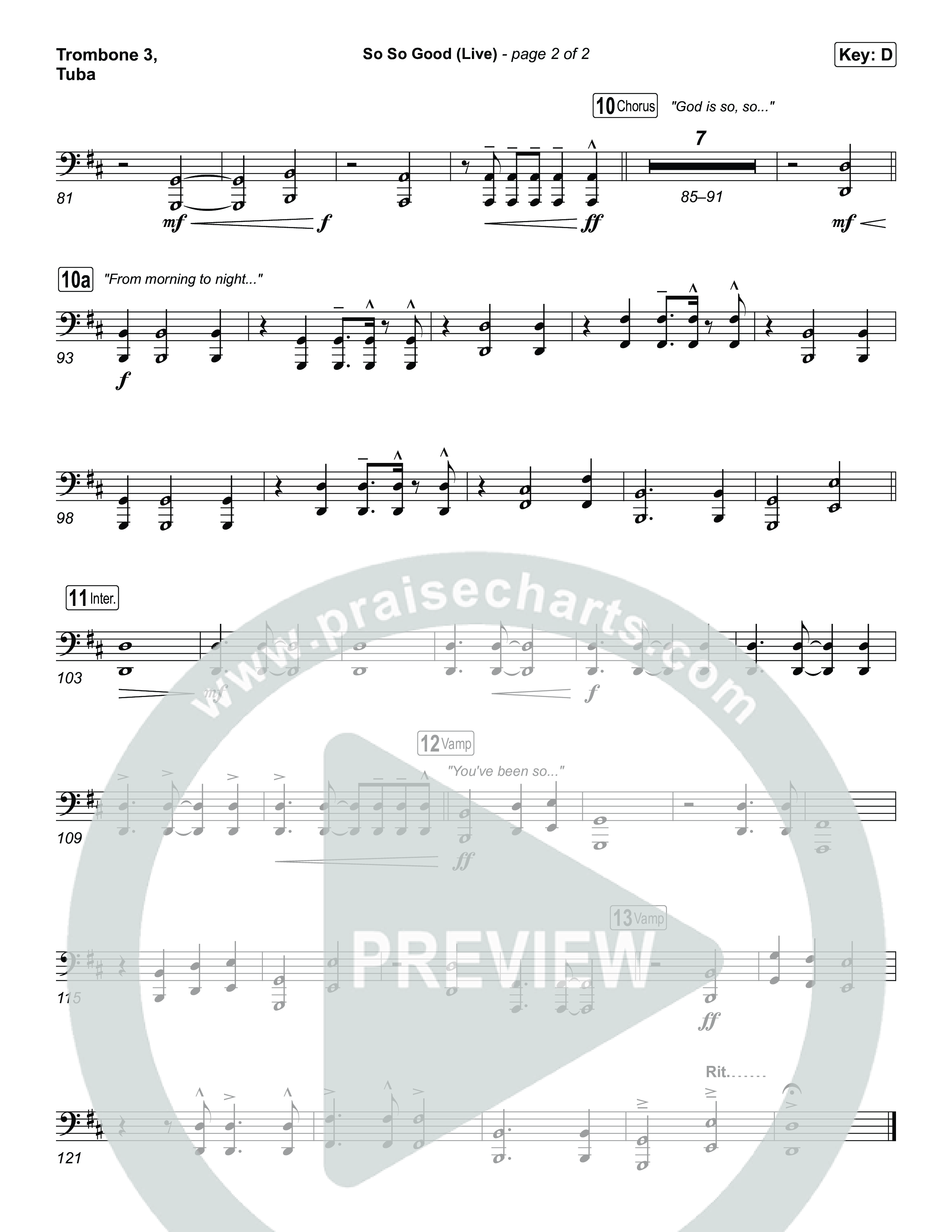 So So Good (Live) Trombone 3/Tuba (Phil Wickham / Brandon Lake / Elevation Worship)