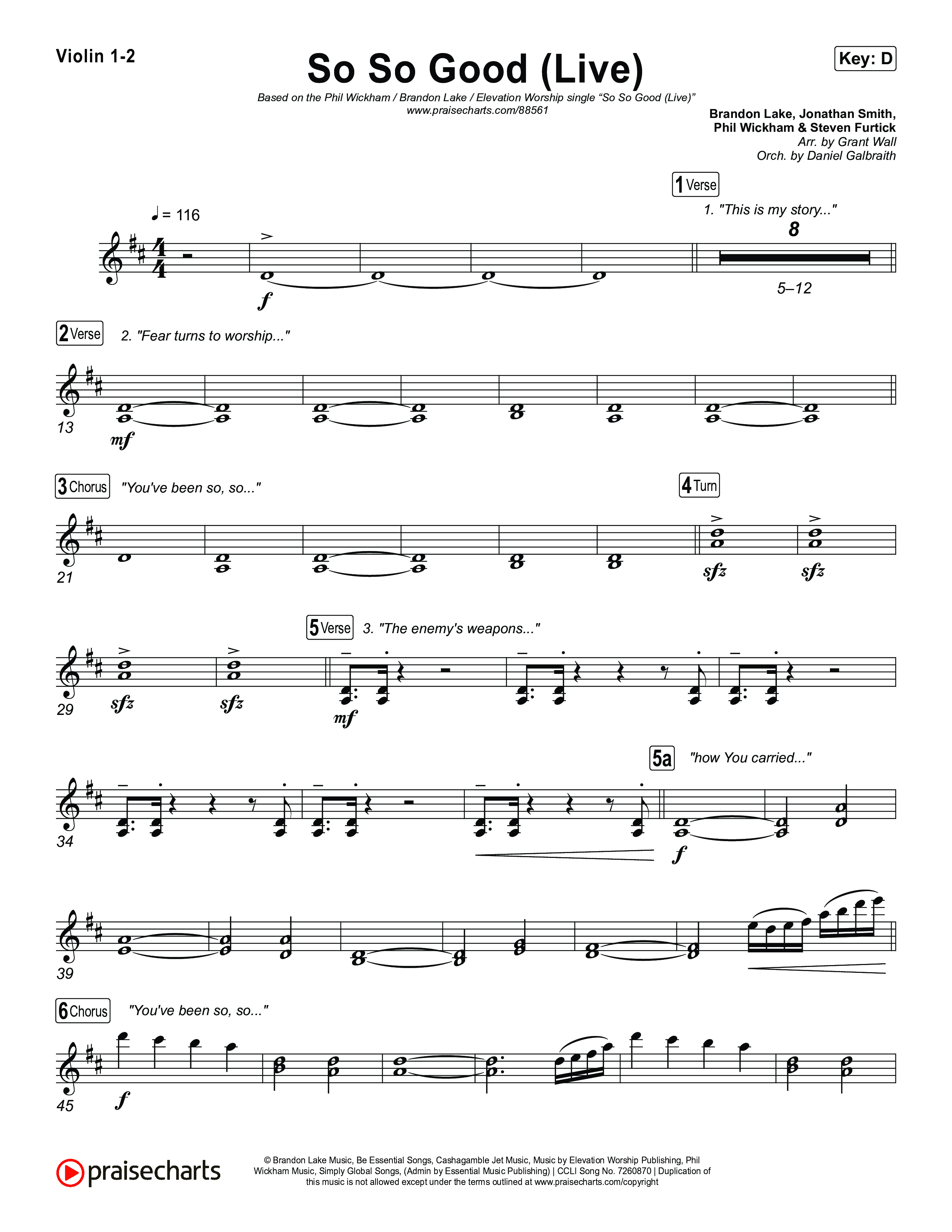 So So Good (Live) String Pack (Phil Wickham / Brandon Lake / Elevation Worship)