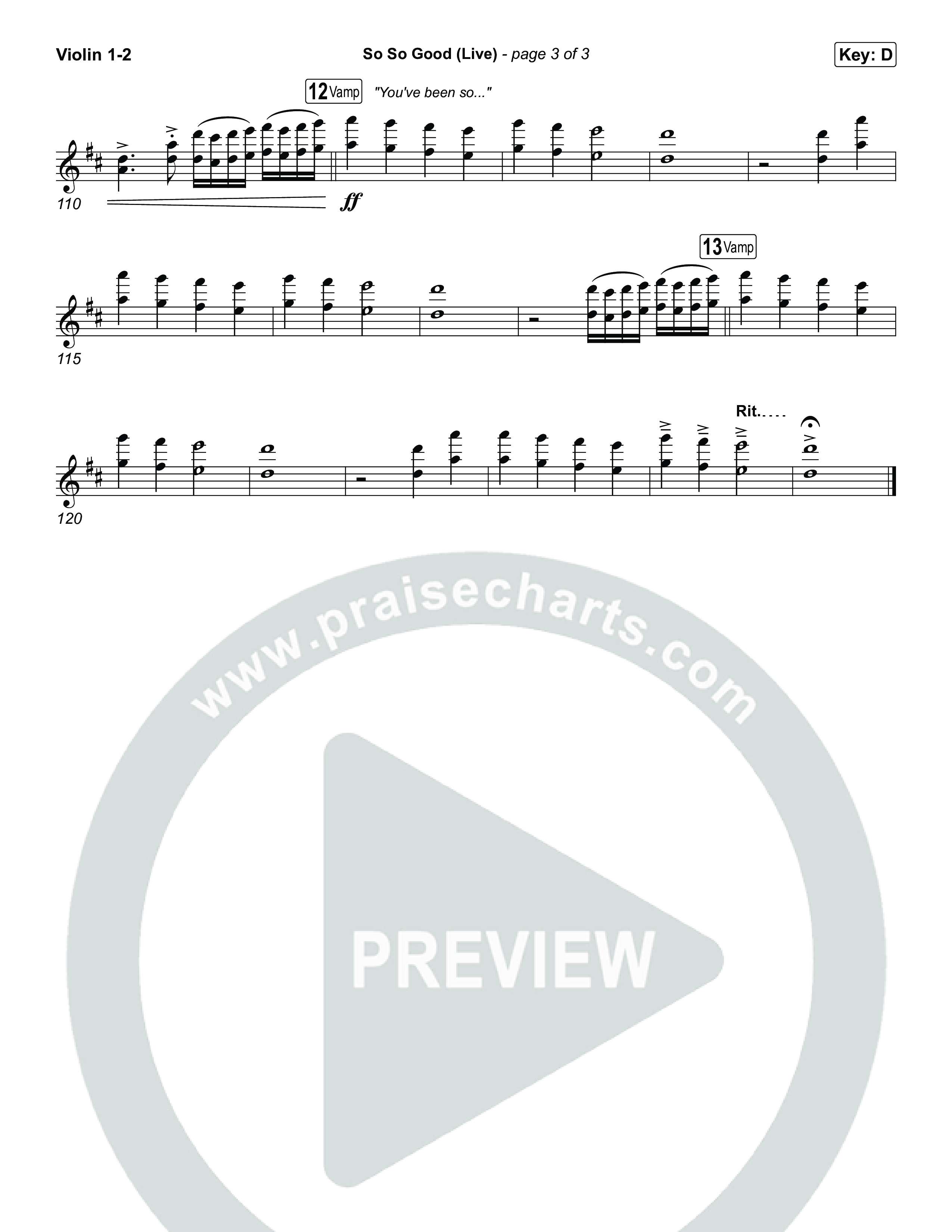 So So Good (Live) String Pack (Phil Wickham / Brandon Lake / Elevation Worship)