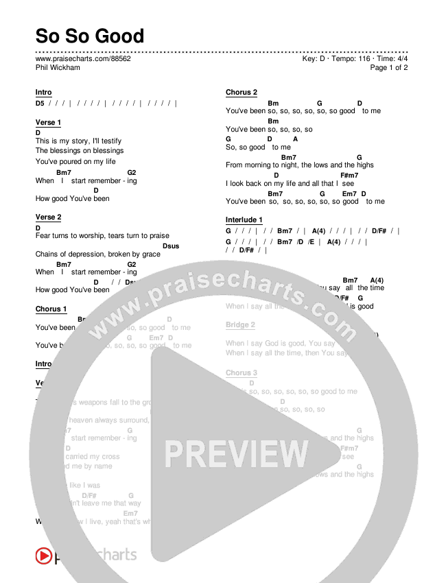 So So Good Chords & Lyrics (Phil Wickham)