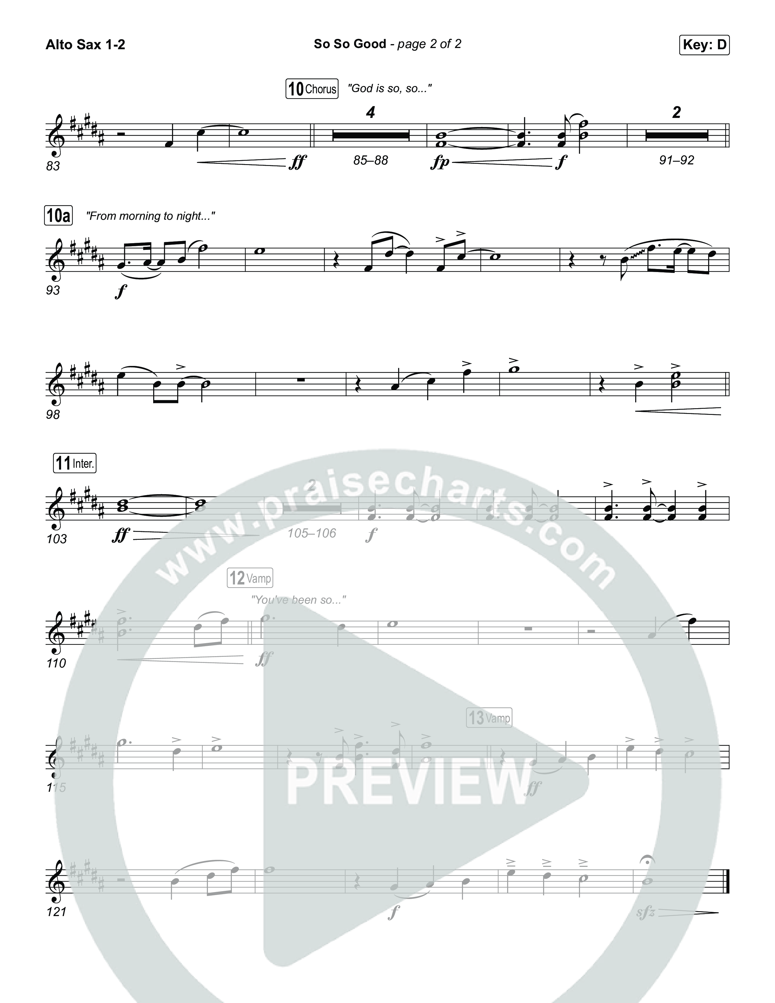 So So Good Alto Sax 1,2 (Phil Wickham)