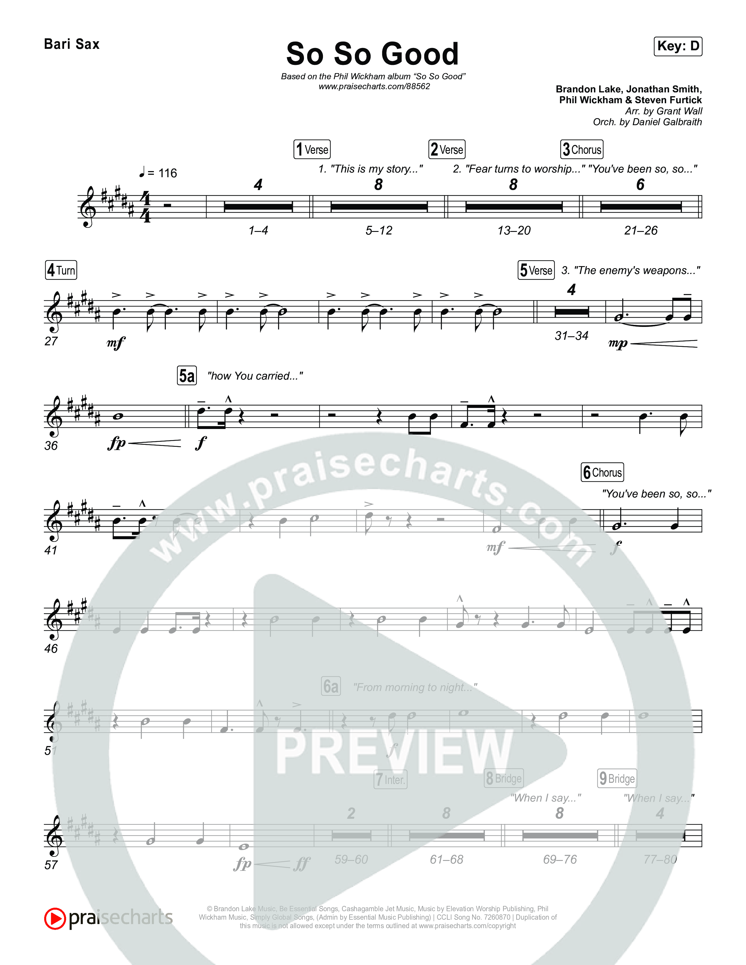 So So Good Bari Sax (Phil Wickham)