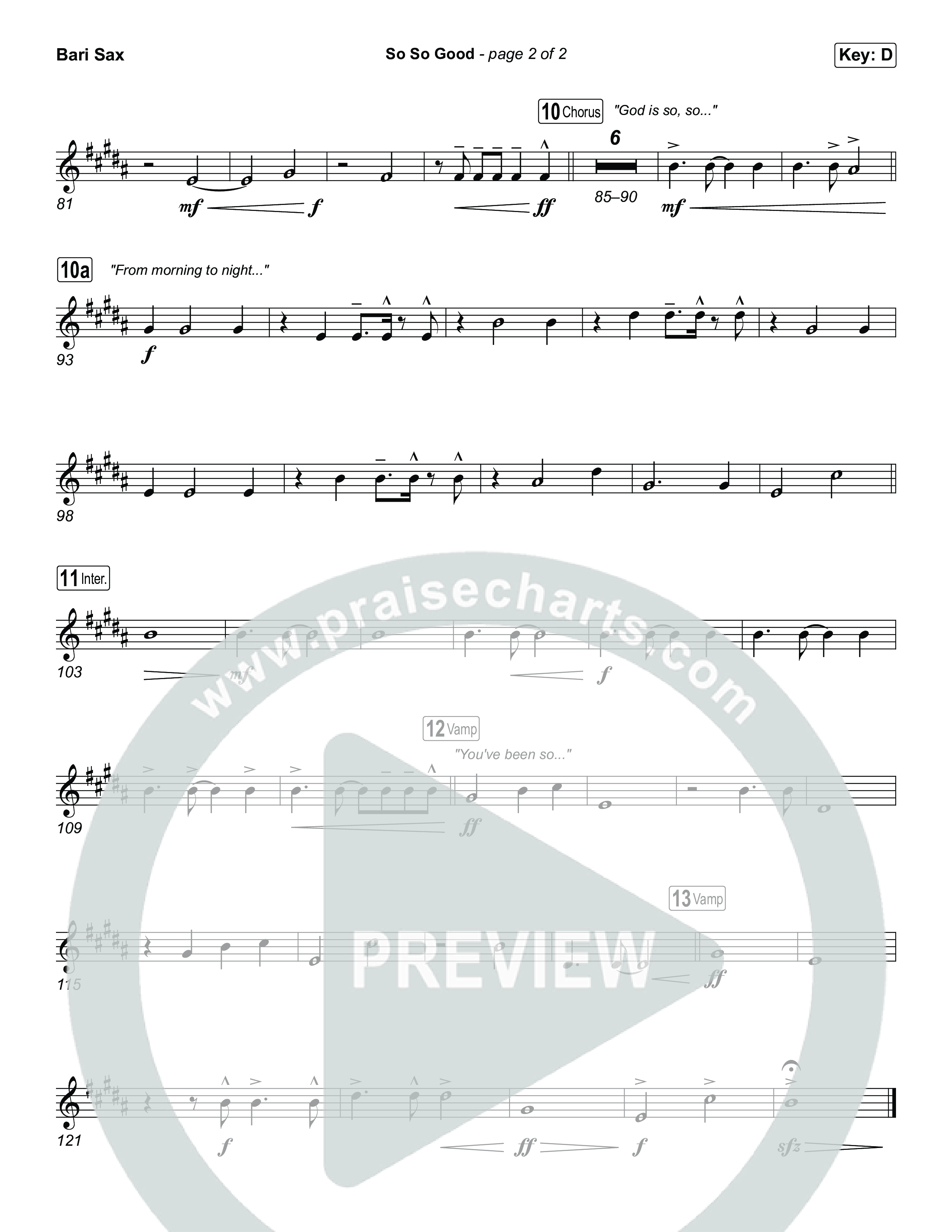 So So Good Bari Sax (Phil Wickham)