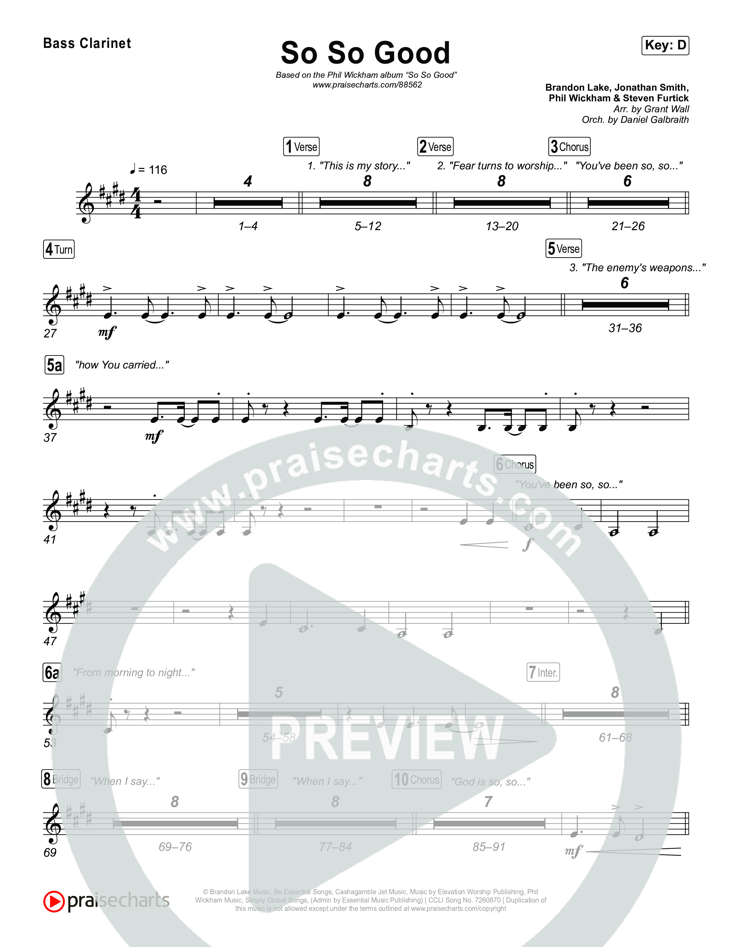 So So Good Bass Clarinet (Phil Wickham)