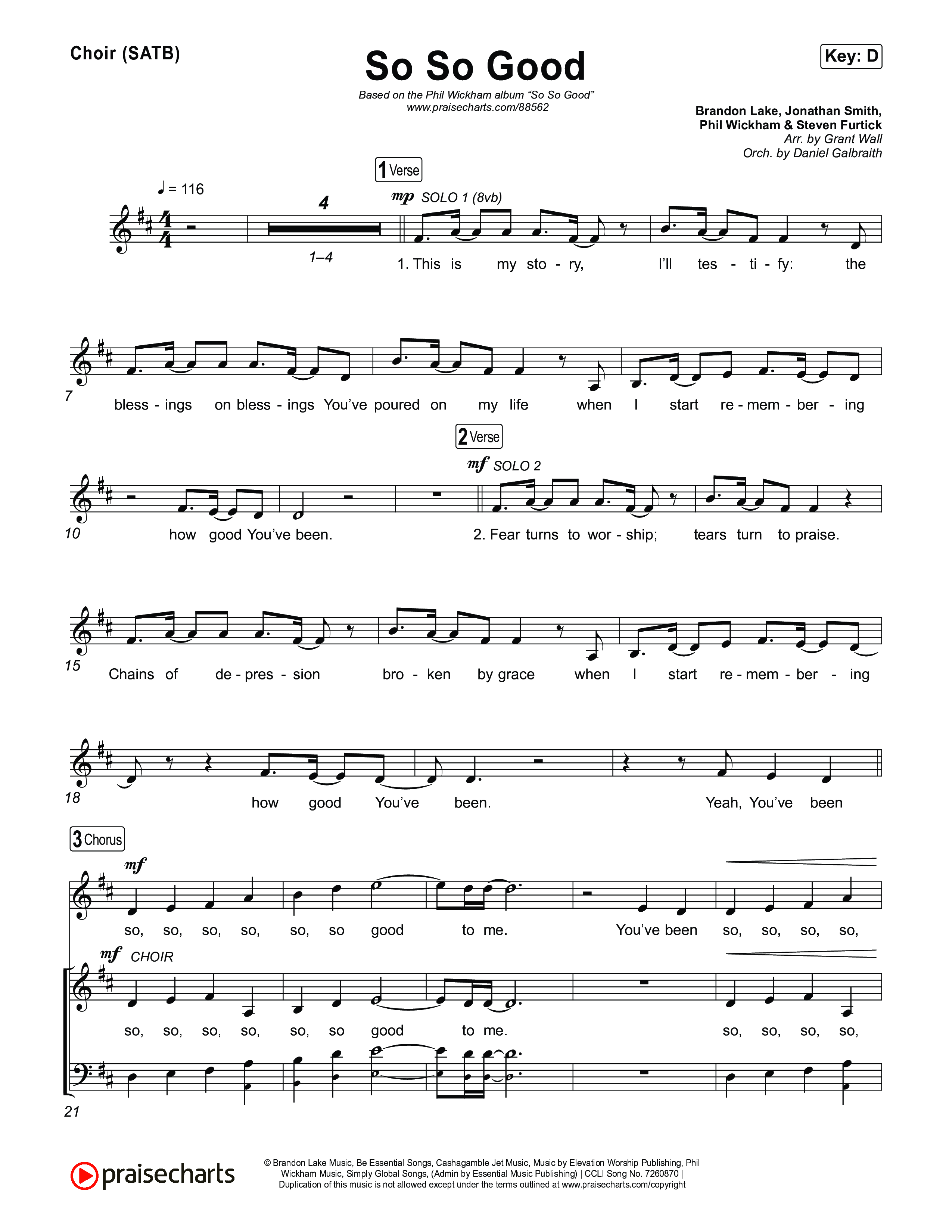 So So Good Choir Sheet (SATB) (Phil Wickham)