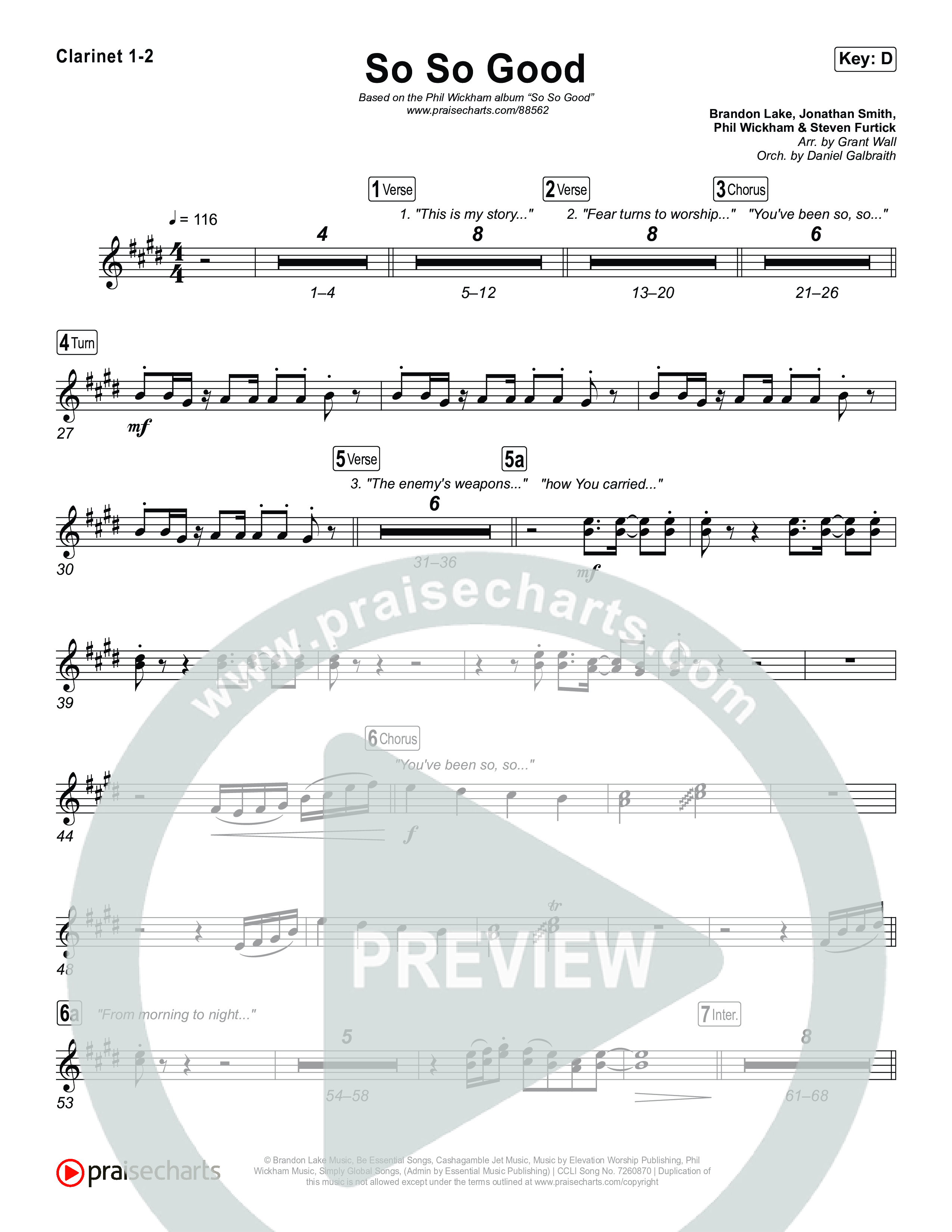 So So Good Clarinet 1,2 (Phil Wickham)