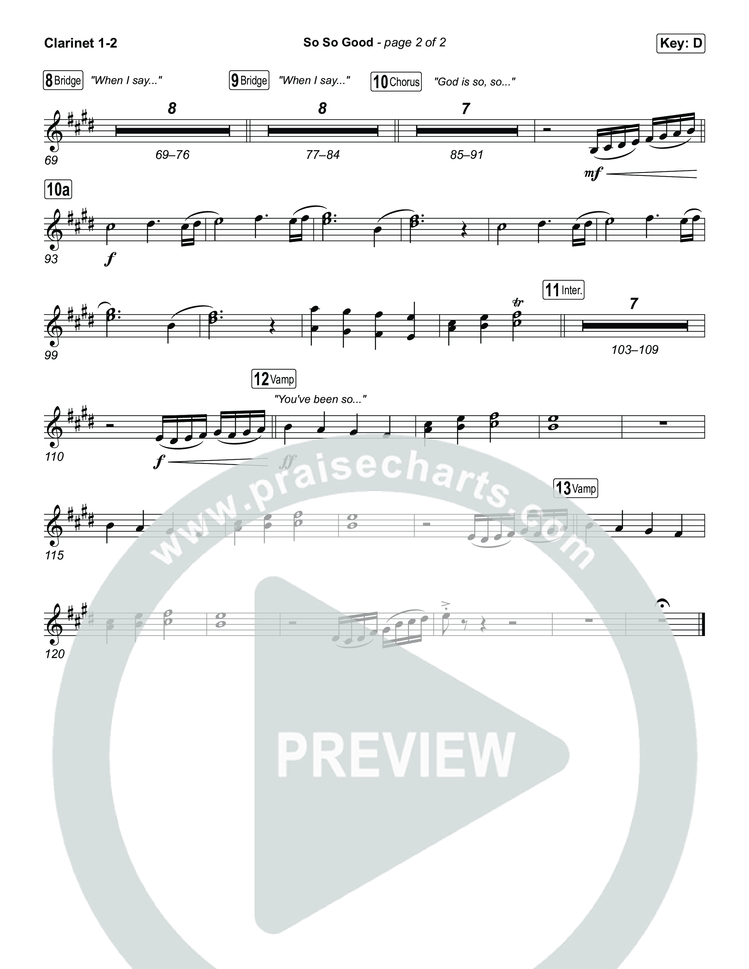 So So Good Clarinet 1,2 (Phil Wickham)