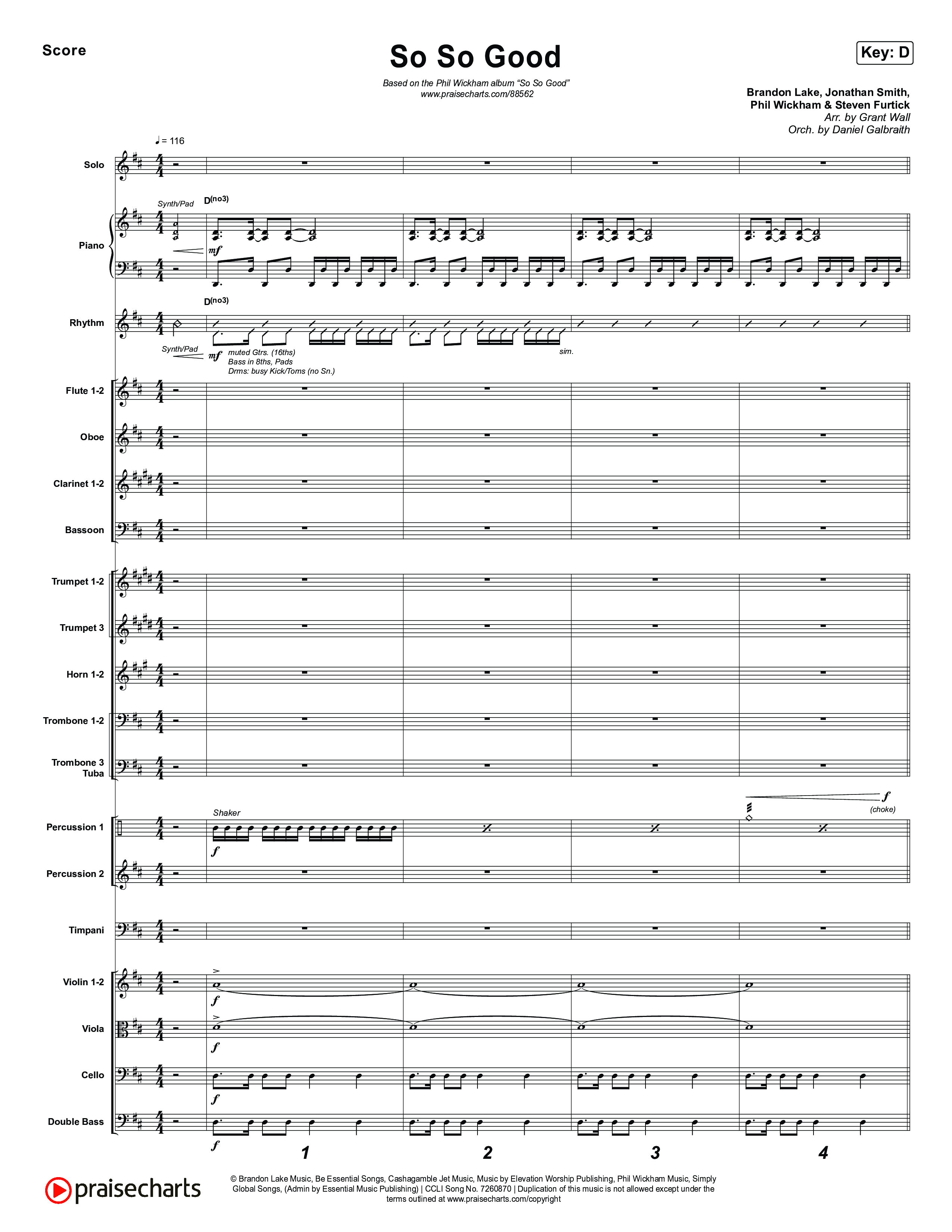 So So Good Conductor's Score (Phil Wickham)