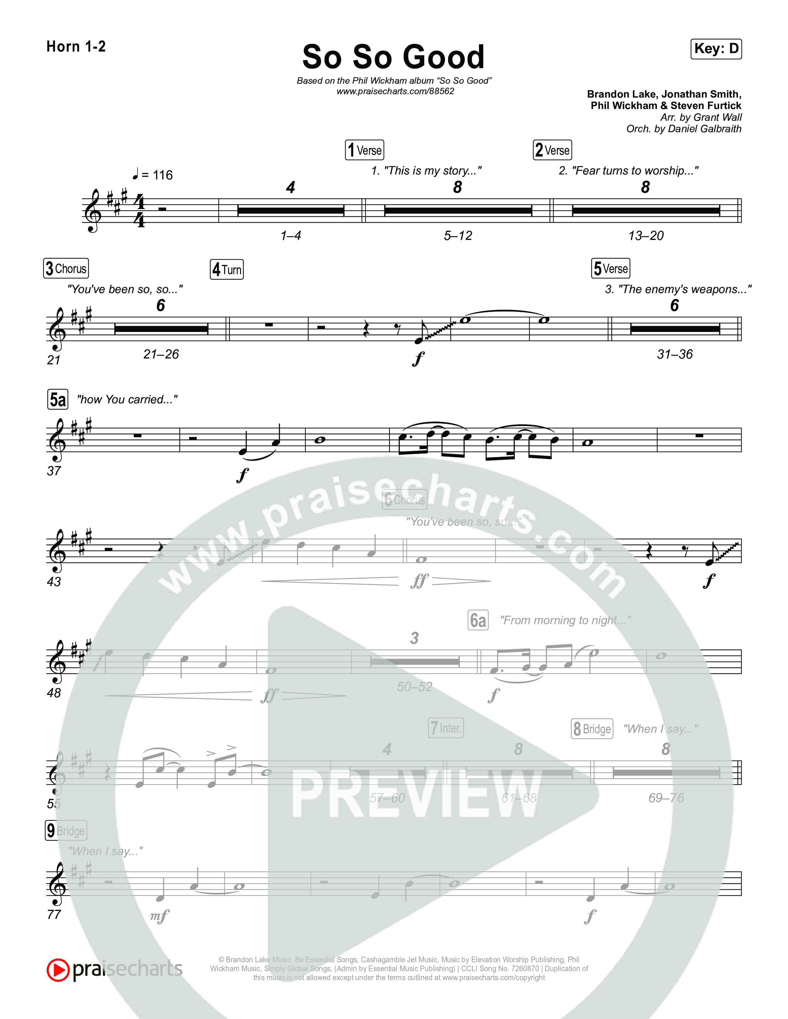 So So Good French Horn 1,2 (Phil Wickham)