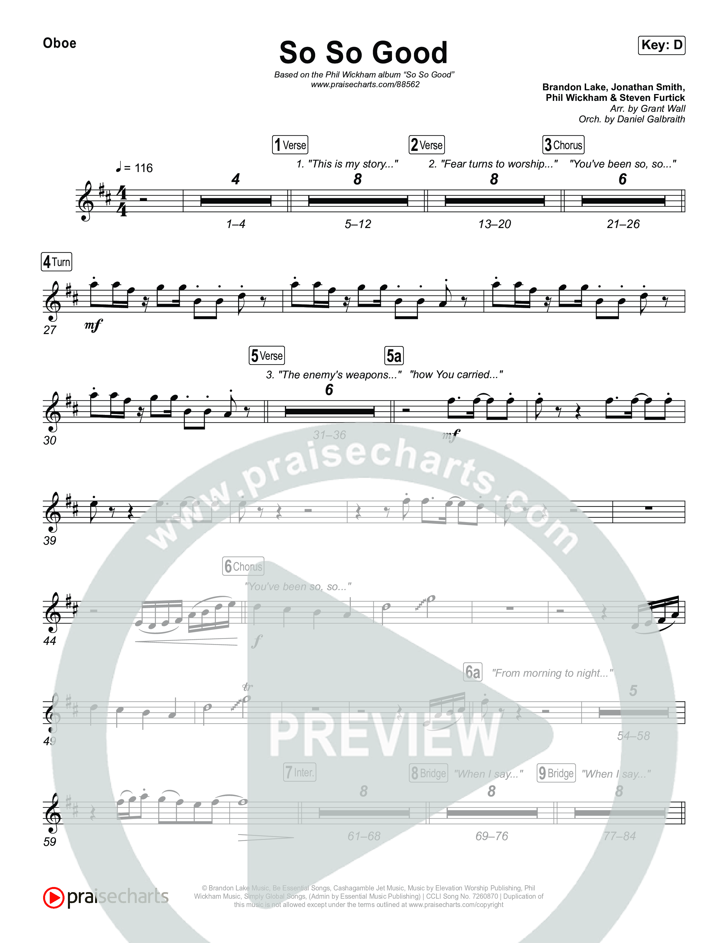 So So Good Oboe (Phil Wickham)