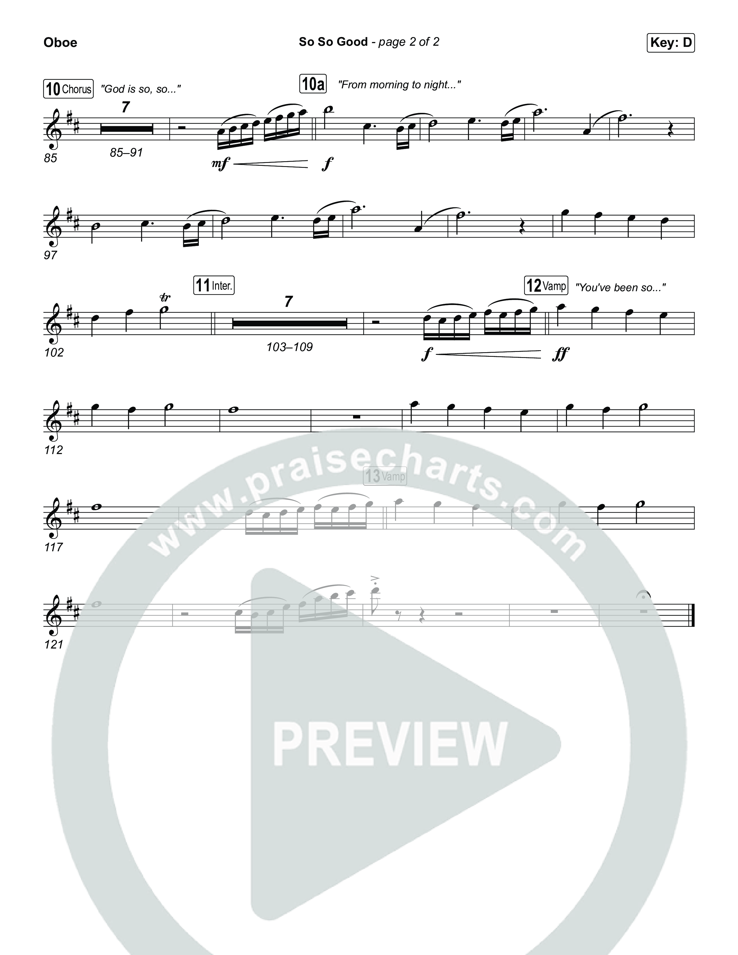 So So Good Oboe (Phil Wickham)