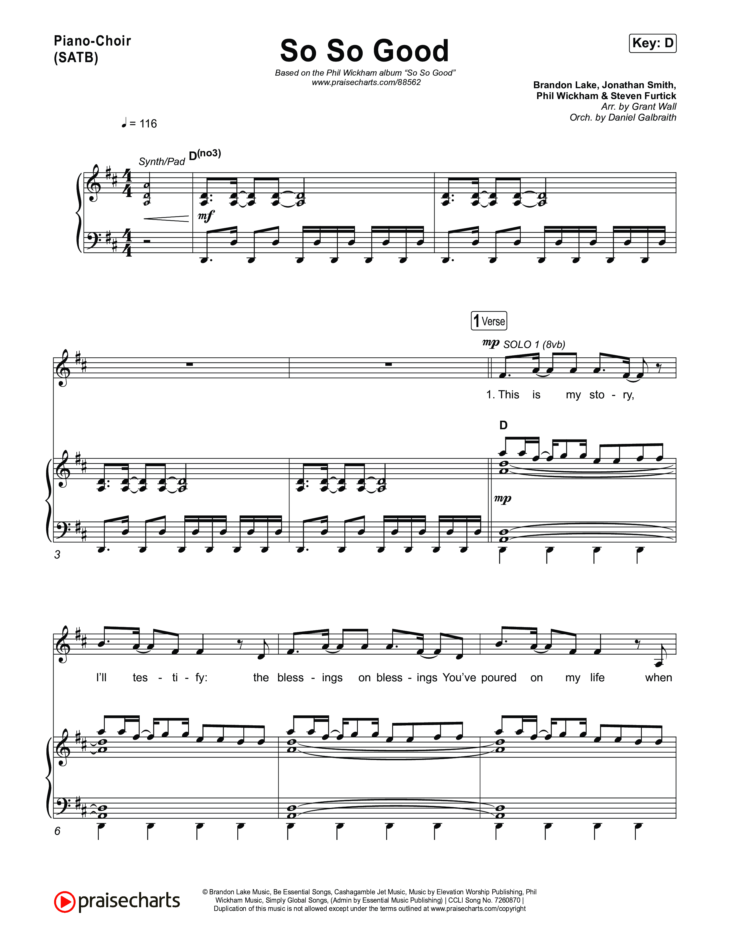 So So Good Piano/Vocal Pack (Phil Wickham)