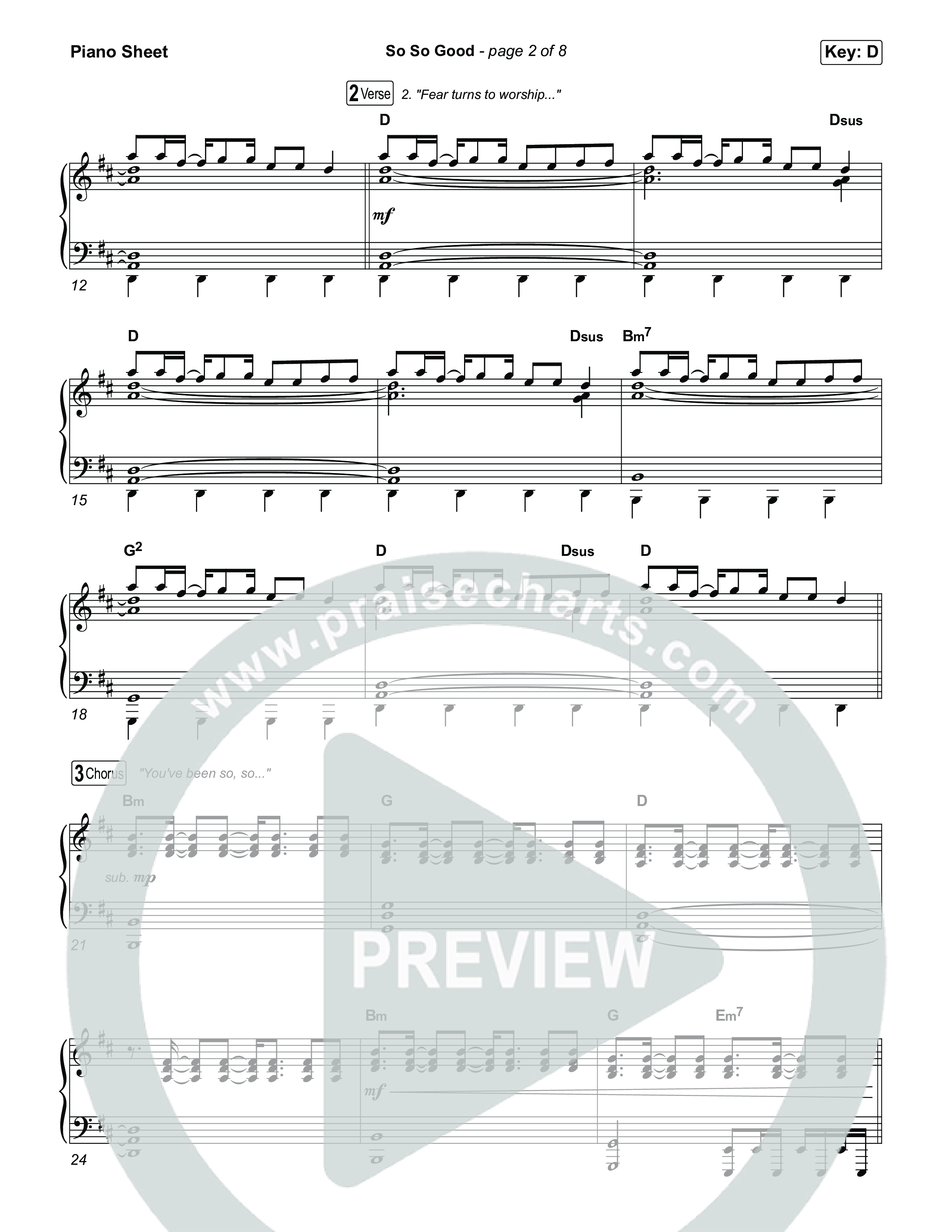 So So Good Piano Sheet (Phil Wickham)