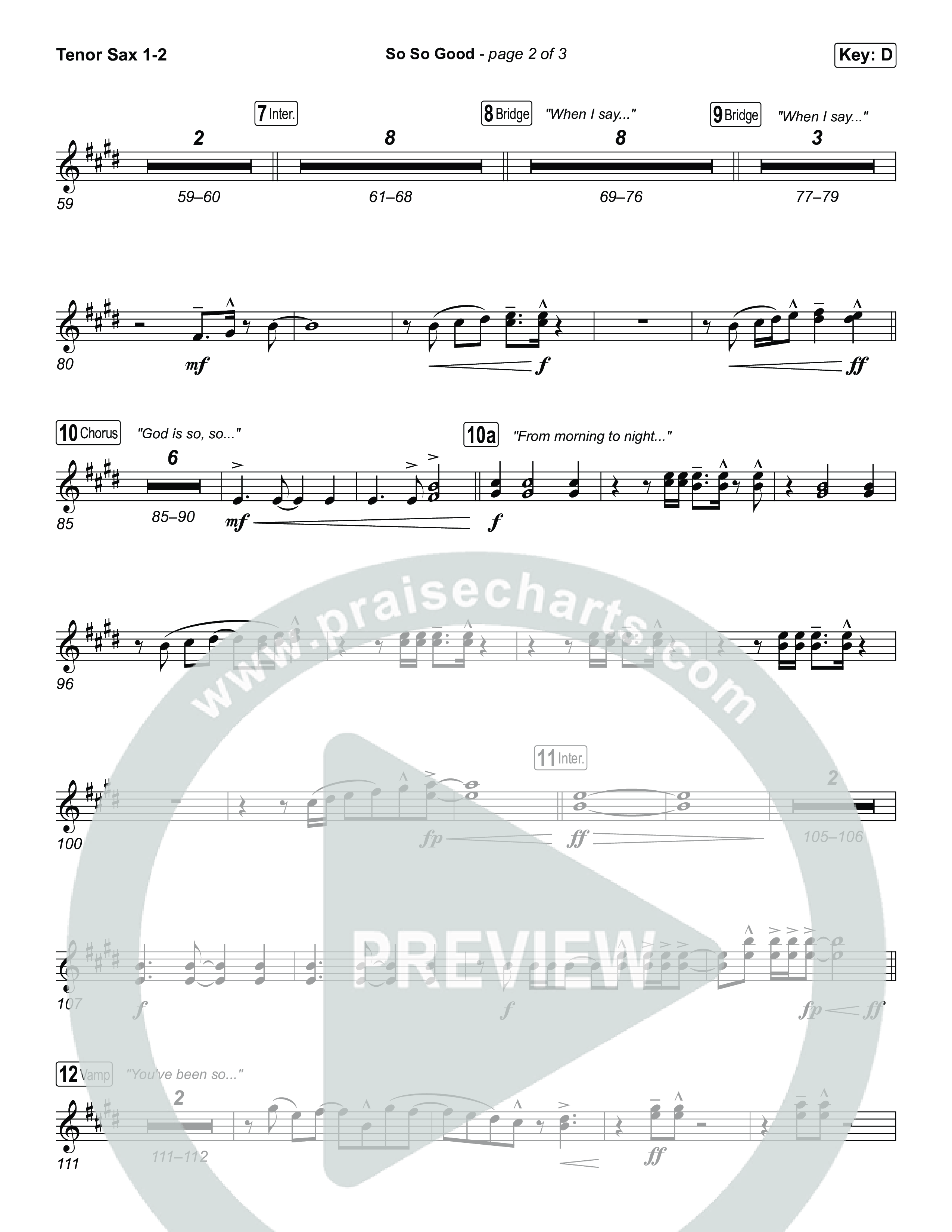 So So Good Tenor Sax 1,2 (Phil Wickham)