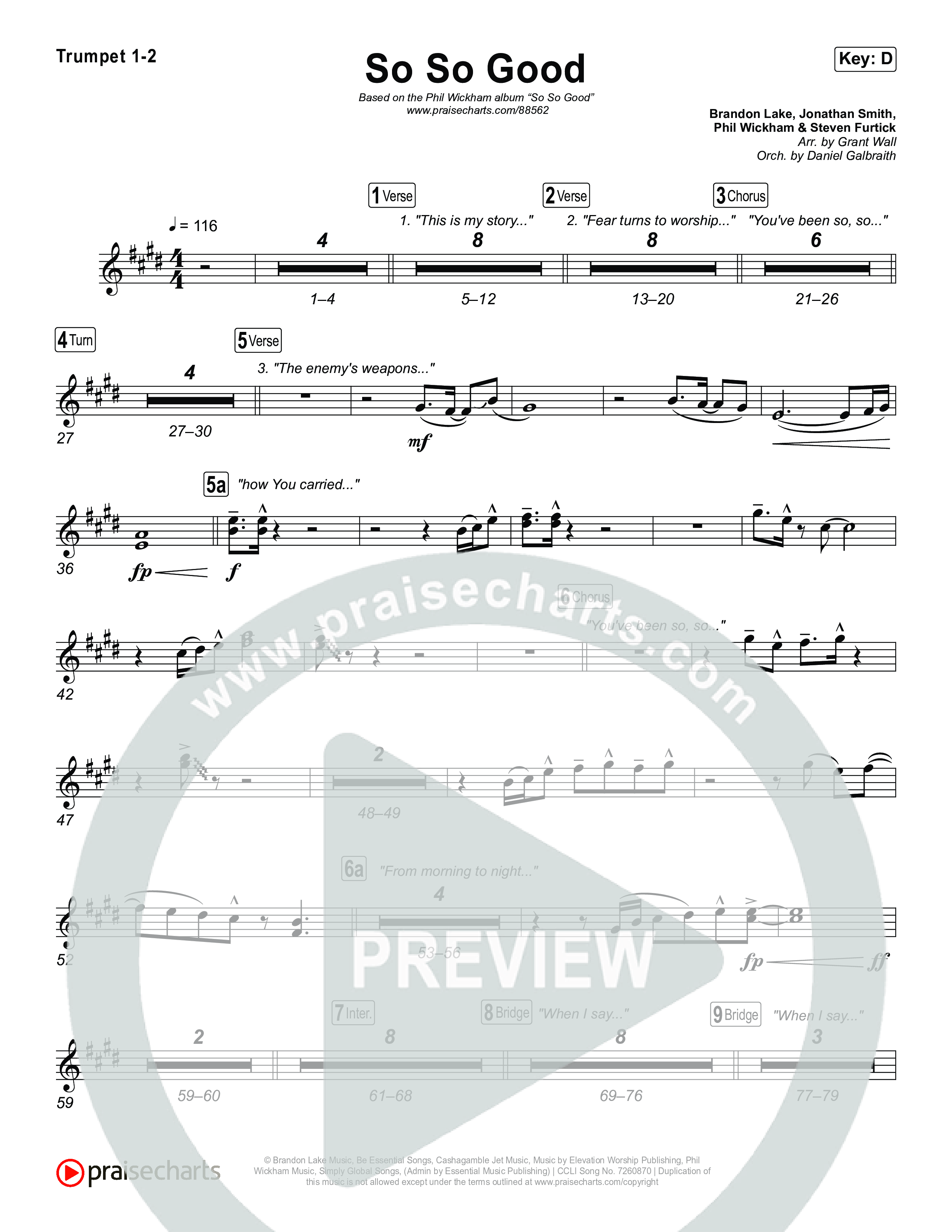 So So Good Trumpet 1,2 (Phil Wickham)